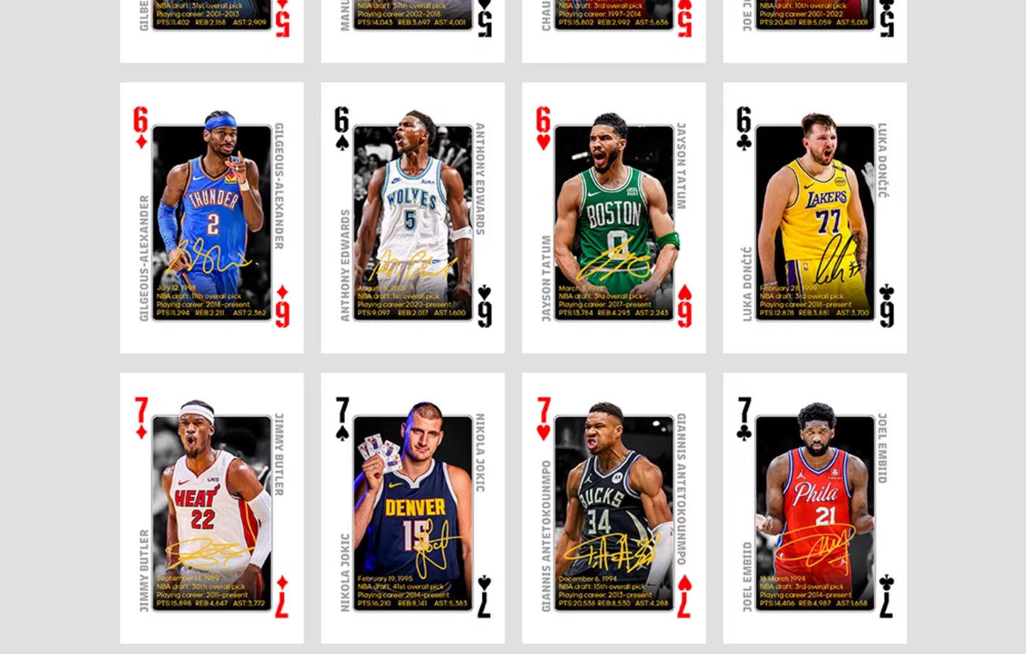 NBA All-Star and Legend Commemorative Poker Cards Collection Cards