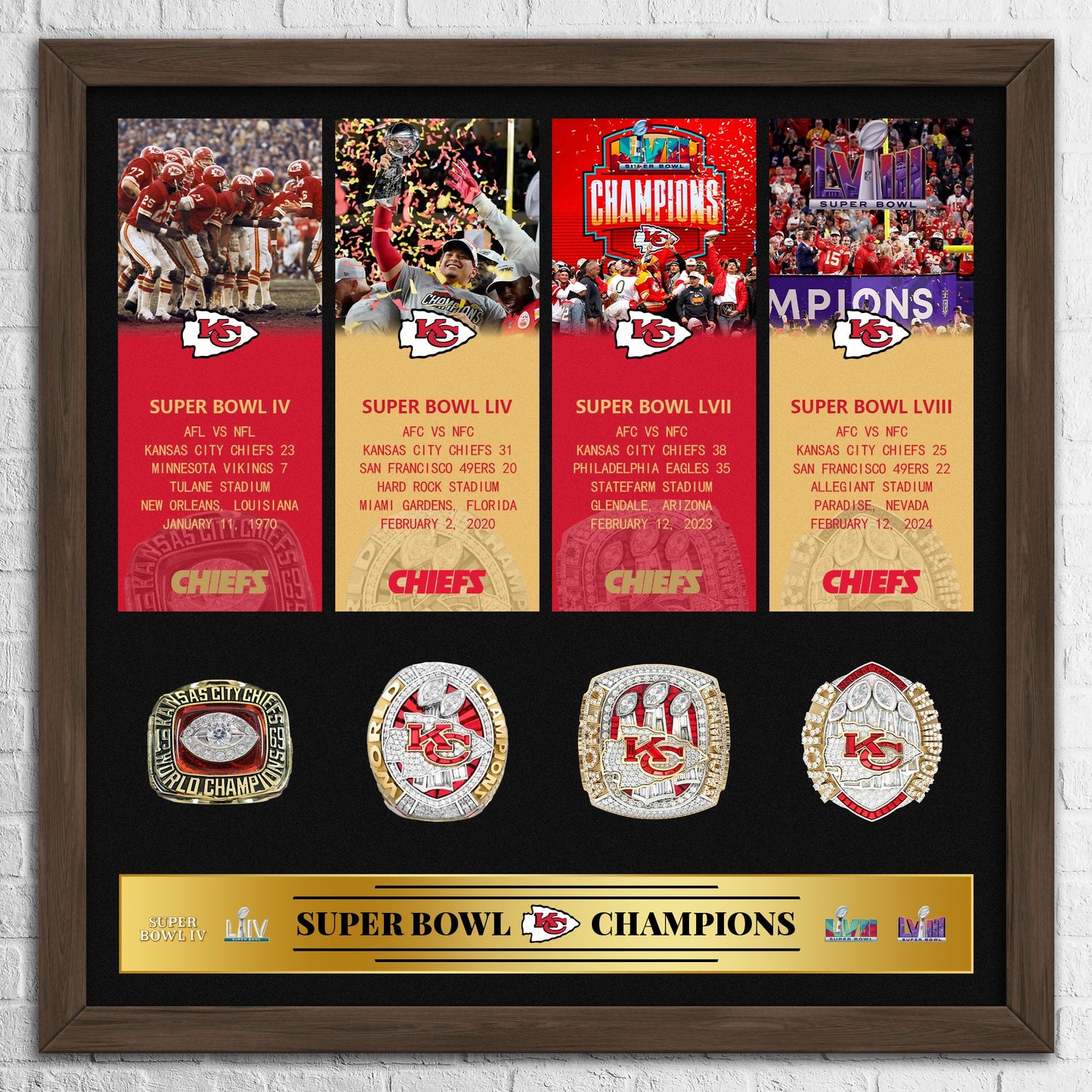 Kansas City Chiefs NFL Super Bowl Championship Ring Pendant Frame