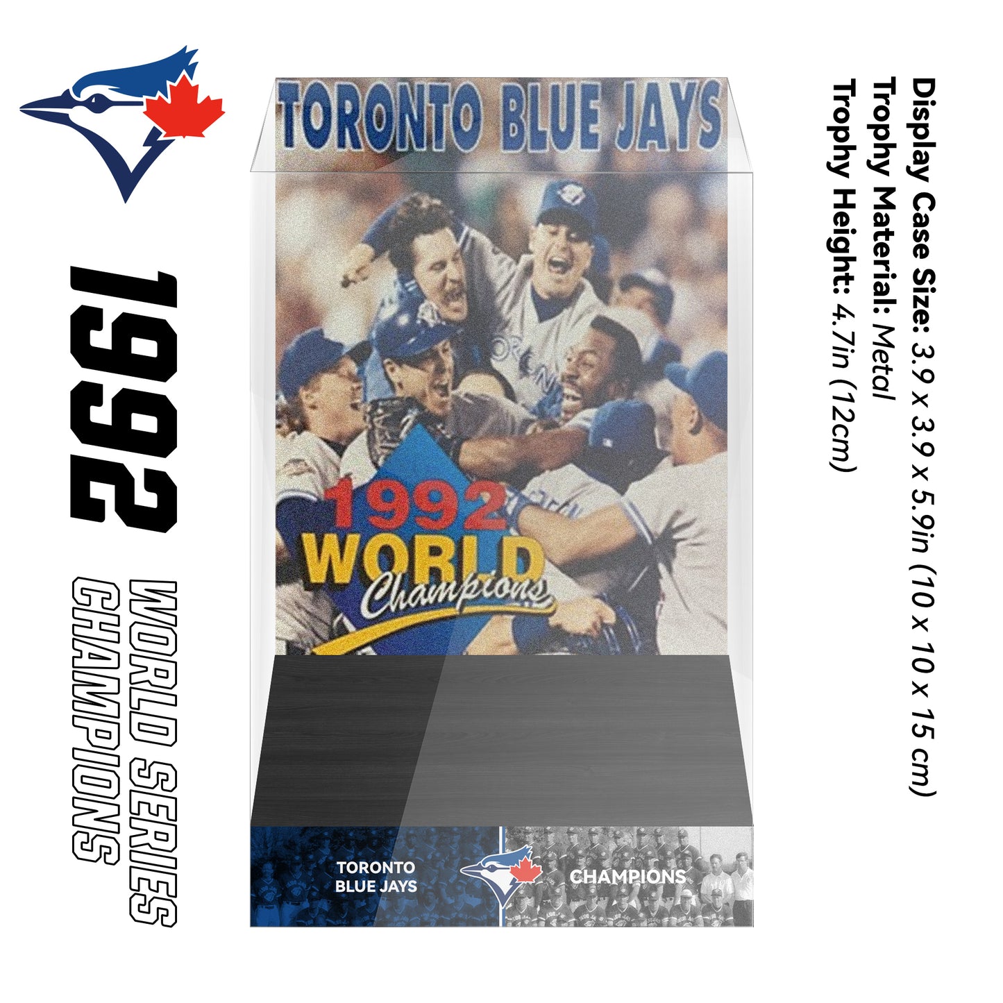 1992 Toronto Blue Jays MLB World Series Championship Trophy Display Case