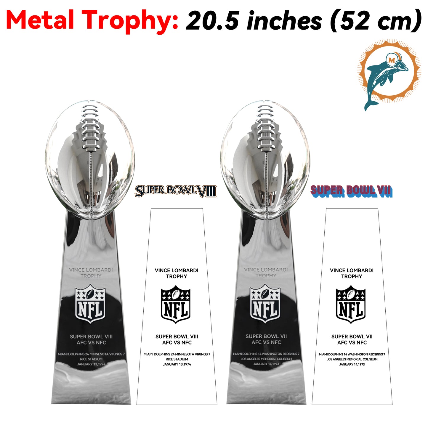 Miami Dolphins 2 Super Bowl trophies