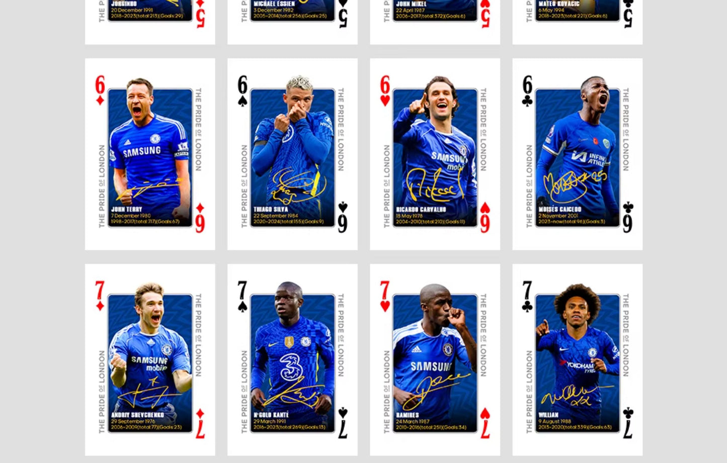 Chelsea Legend Commemorative Collection Poker Cards