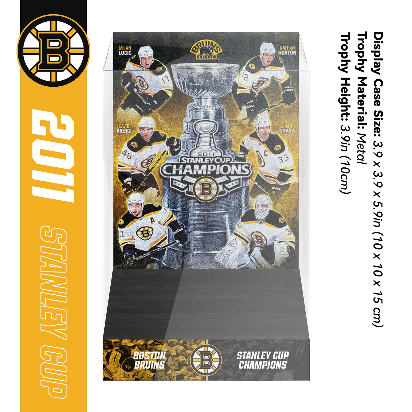 2011 Boston Bruins Stanley Cup Final Championship Trophy and Ring Display Case