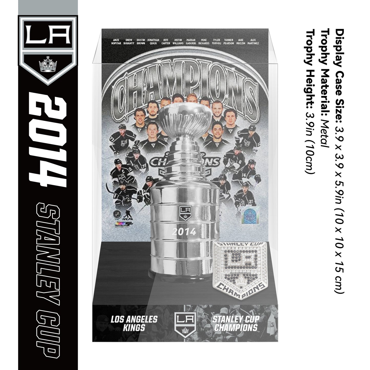 2014 Los Angeles Kings Stanley Cup Final Championship Trophy and Ring Display Case