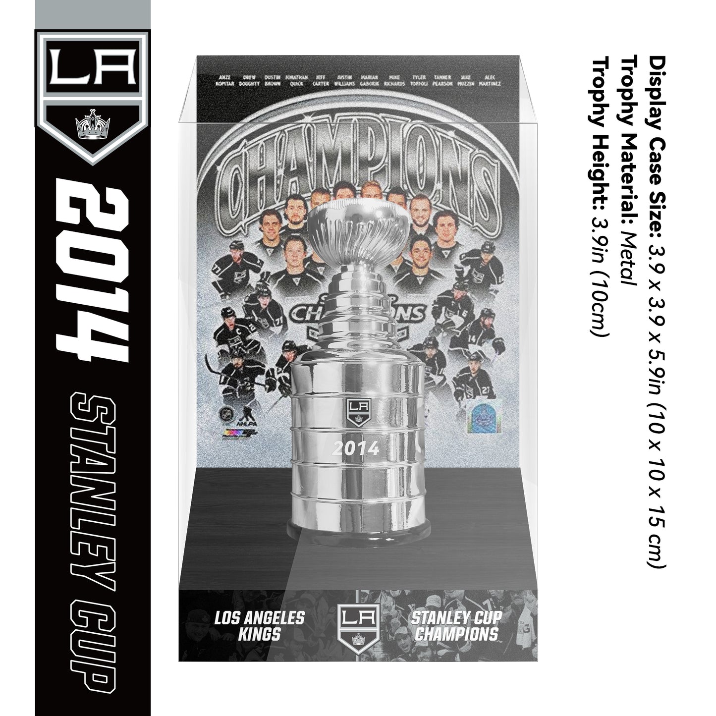 2014 Los Angeles Kings Stanley Cup Final Championship Trophy and Ring Display Case
