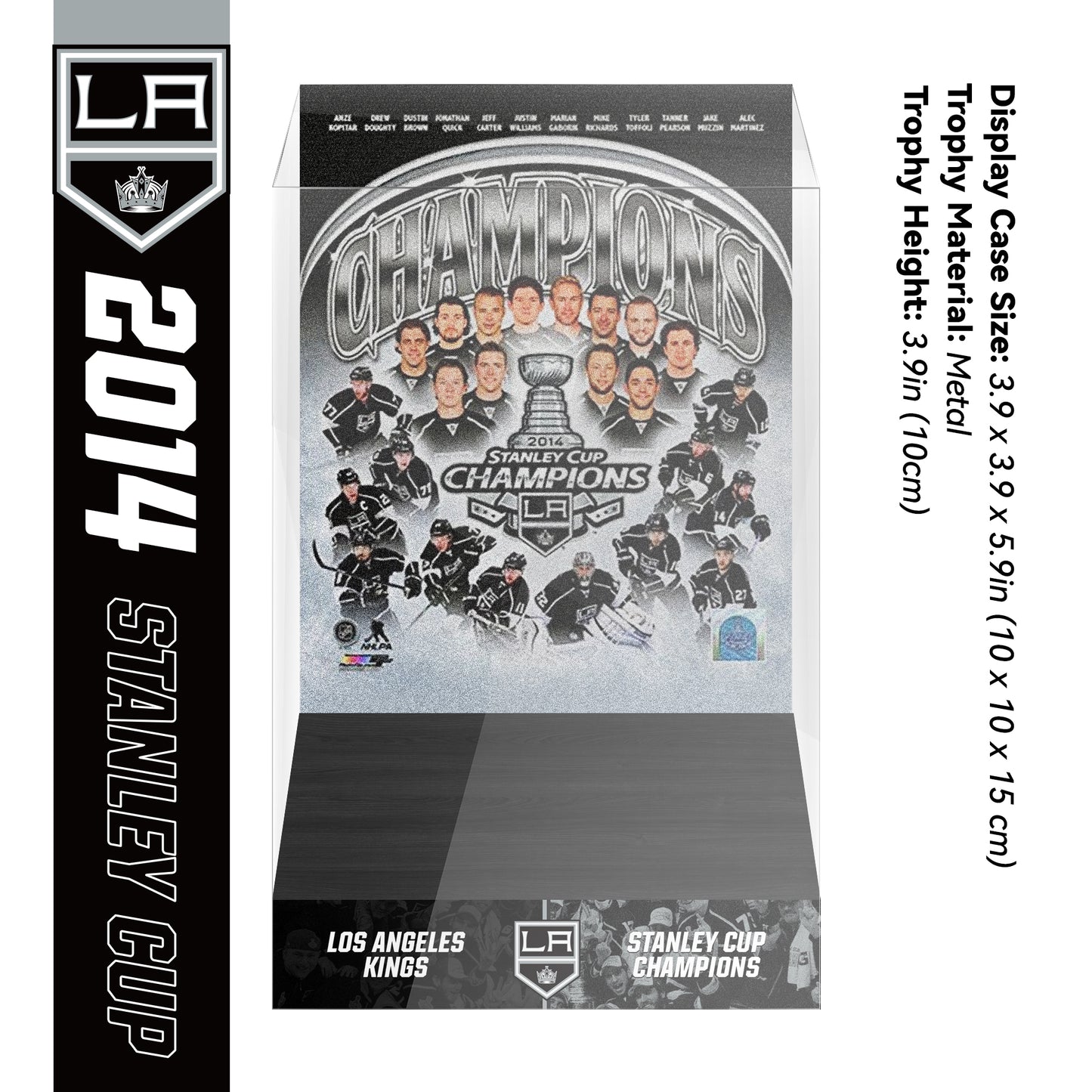 2014 Los Angeles Kings Stanley Cup Final Championship Trophy and Ring Display Case