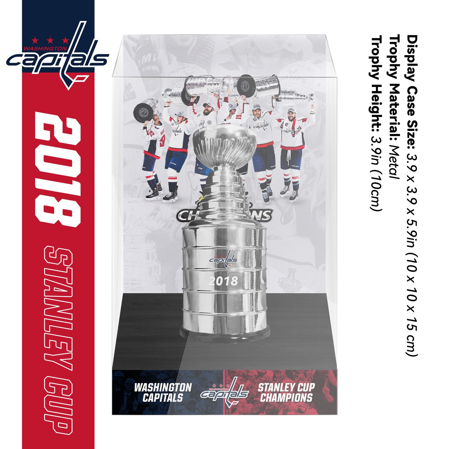 2018 Washington Capitals Stanley Cup Final Championship Trophy and Ring Display Case