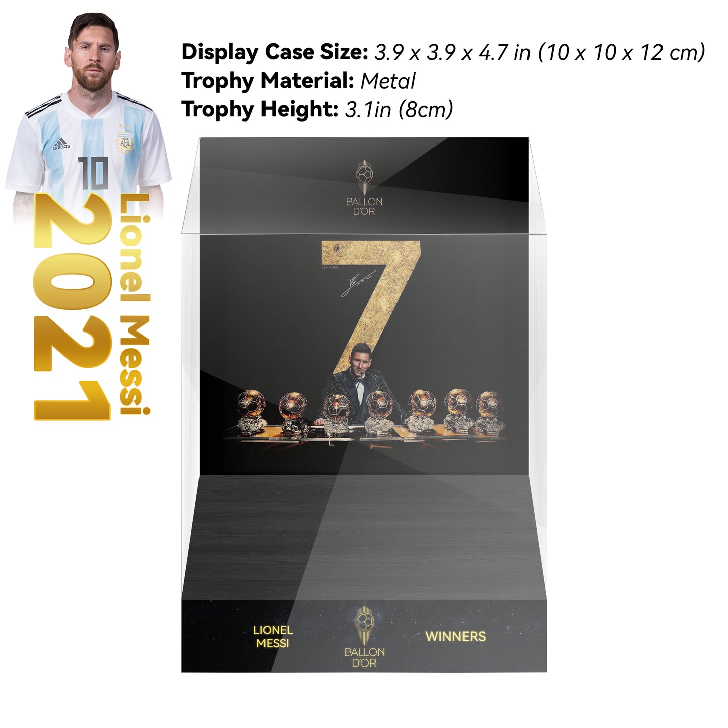 2021 LIONEL MESSI Ballon d'Or Trophy Display Case