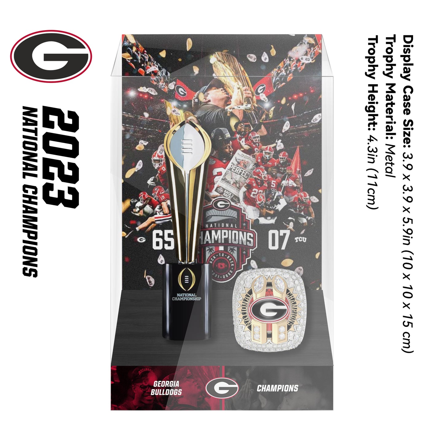 2023 Georgia Bulldogs Championship Trophy Display Case