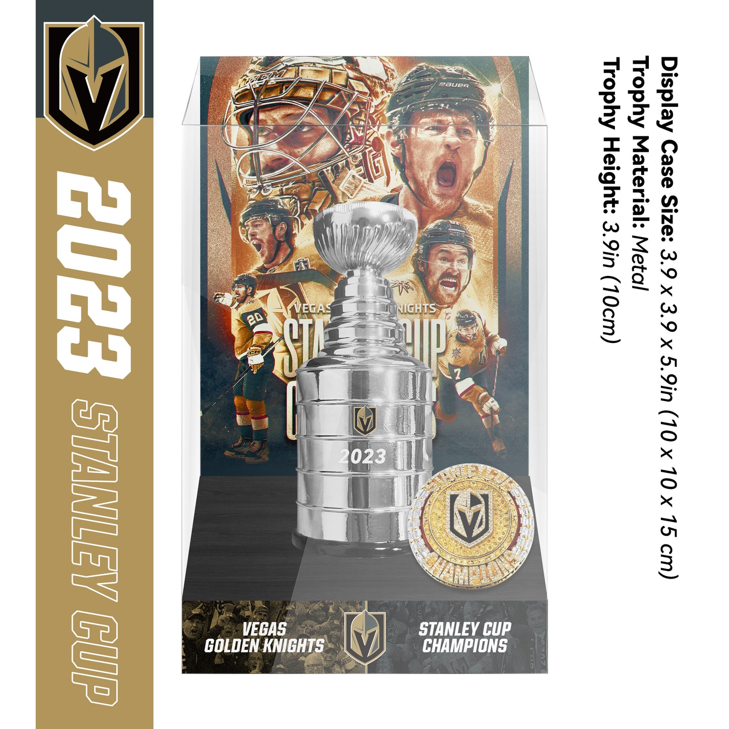 2023 Vegas Golden Knights Stanley Cup Final Championship Trophy and Ring Display Case