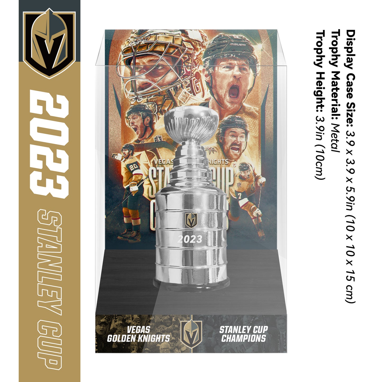 2023 Vegas Golden Knights Stanley Cup Final Championship Trophy and Ring Display Case