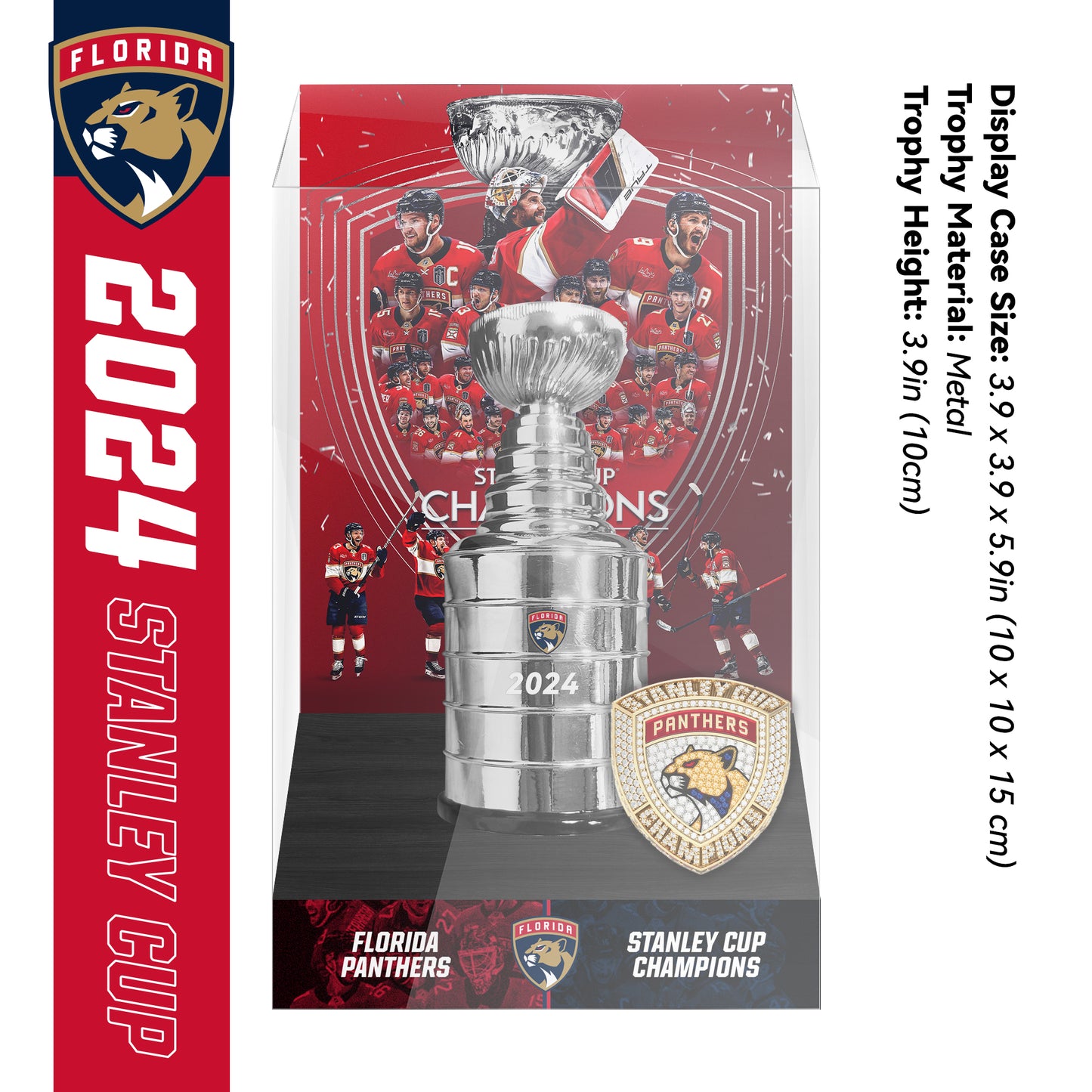 2024 Florida Panthers Stanley Cup Final Championship Trophy and Ring Display Case