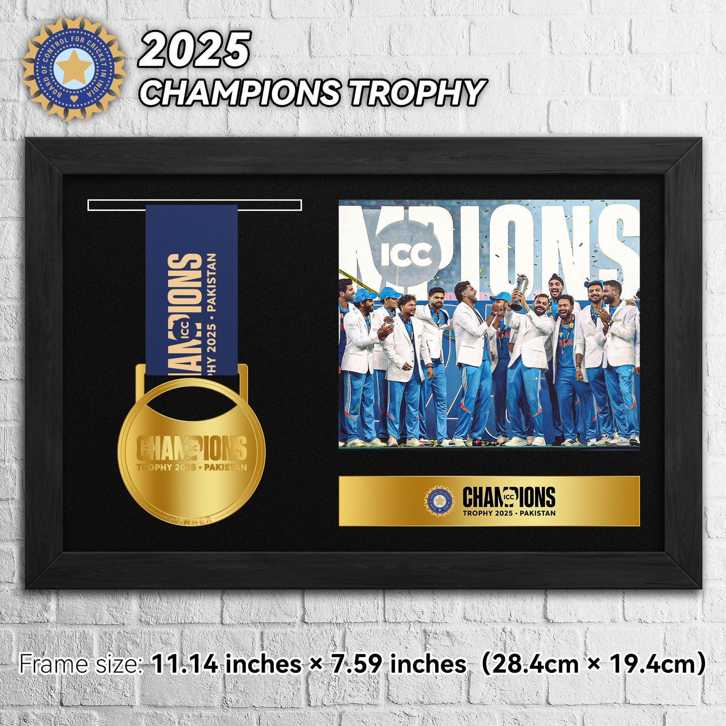 2025 India ICC Champions Trophy Medal Frame