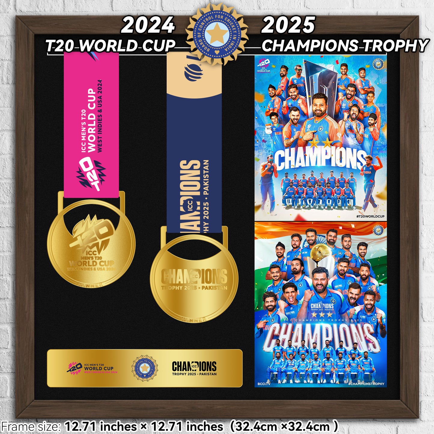 2024-25 India T20&ICC Champions 2 Medals Frame
