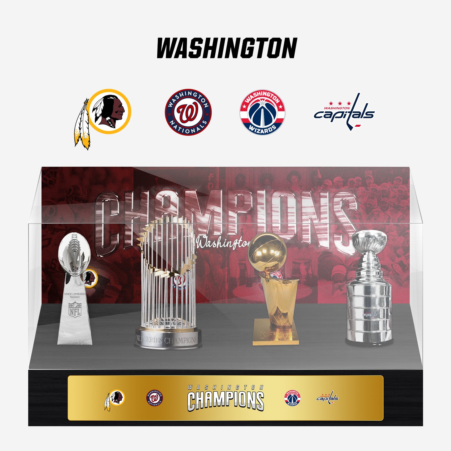 Washington, D.C. Championship Trophy and Rings Display Case B