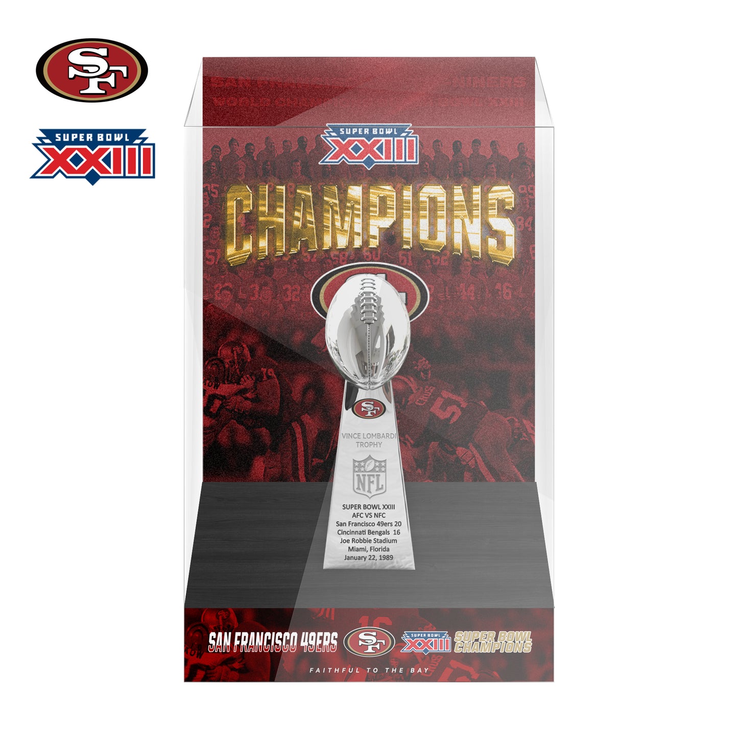 1989 San Francisco 49ers Super Bowl XXIII Championship Trophy Display Case