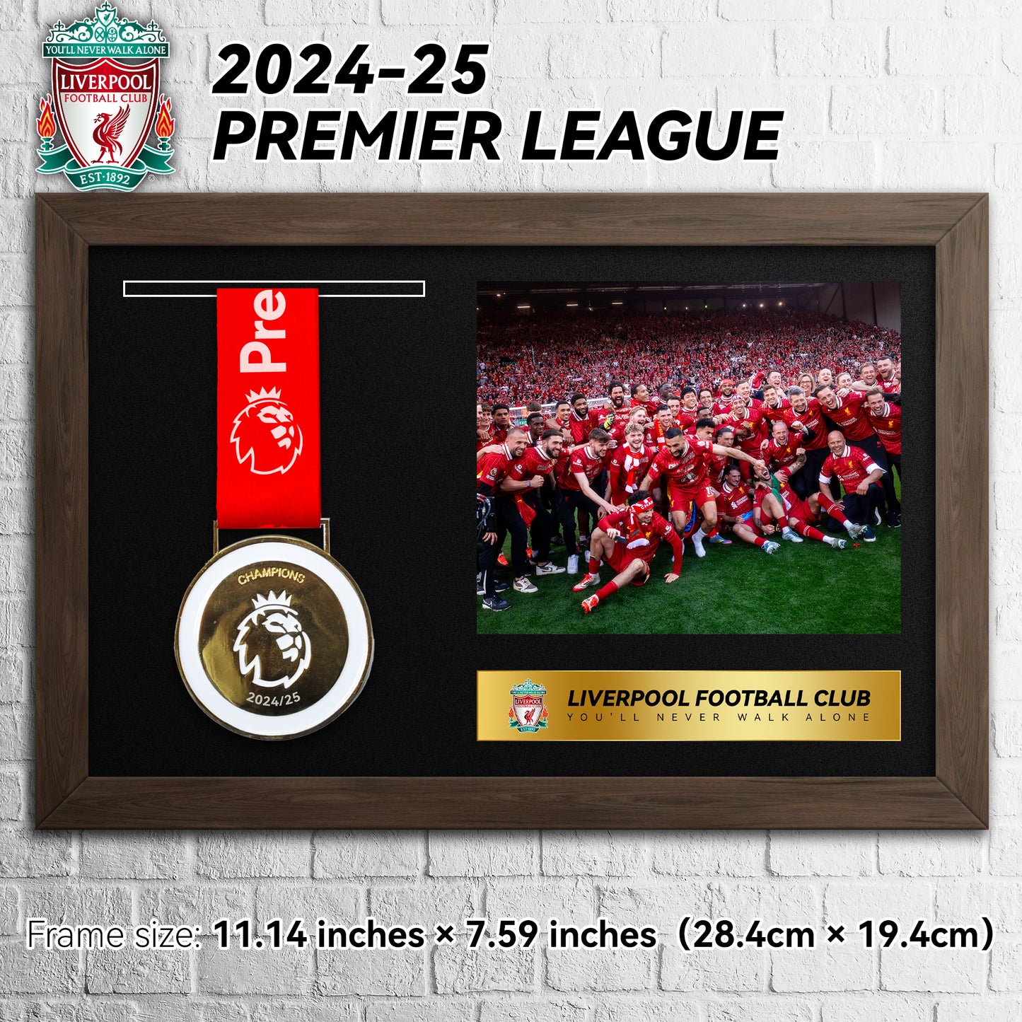 Liverpool Premier League Championship Football Medal Frame