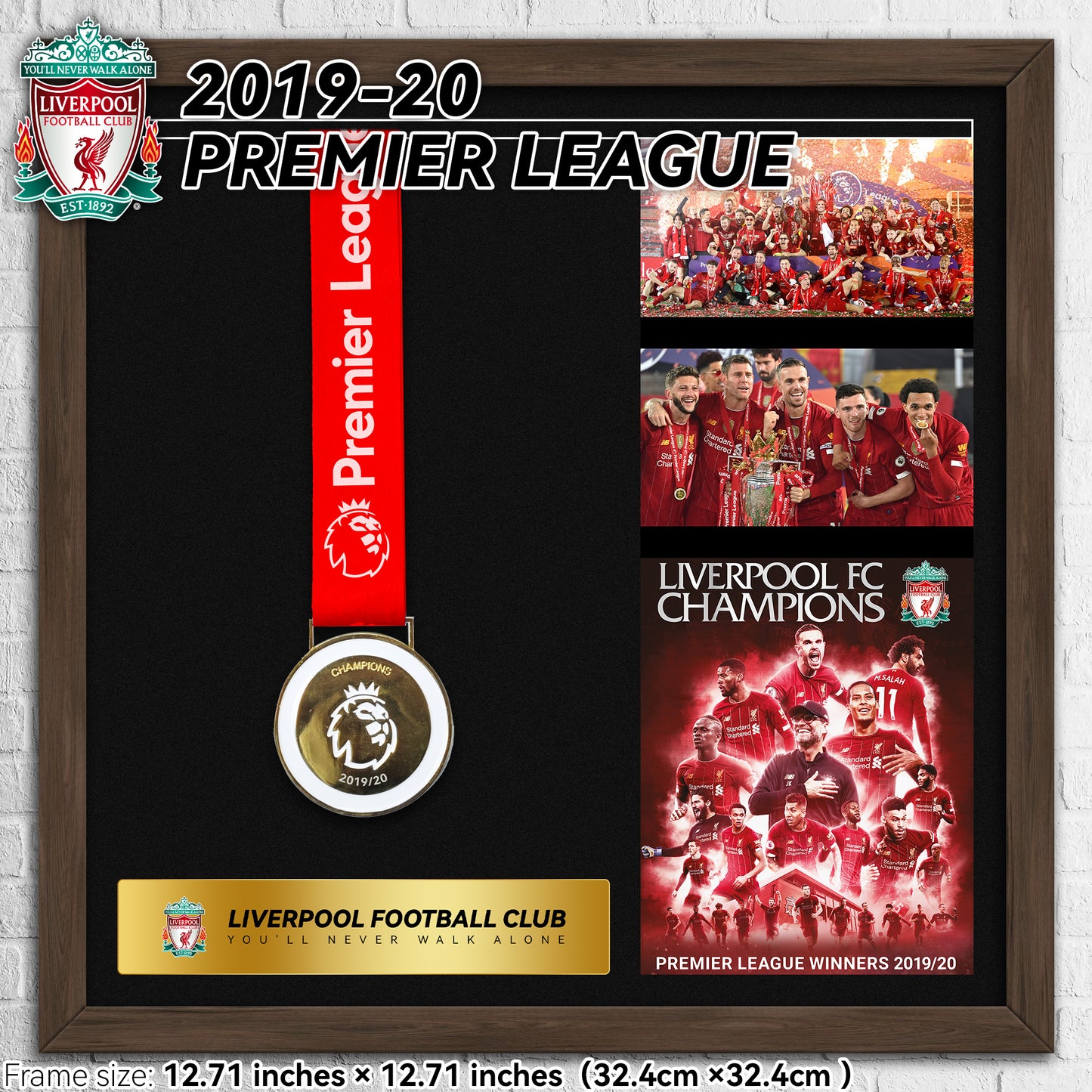 Liverpool Premier League Championship Football Medal Frame