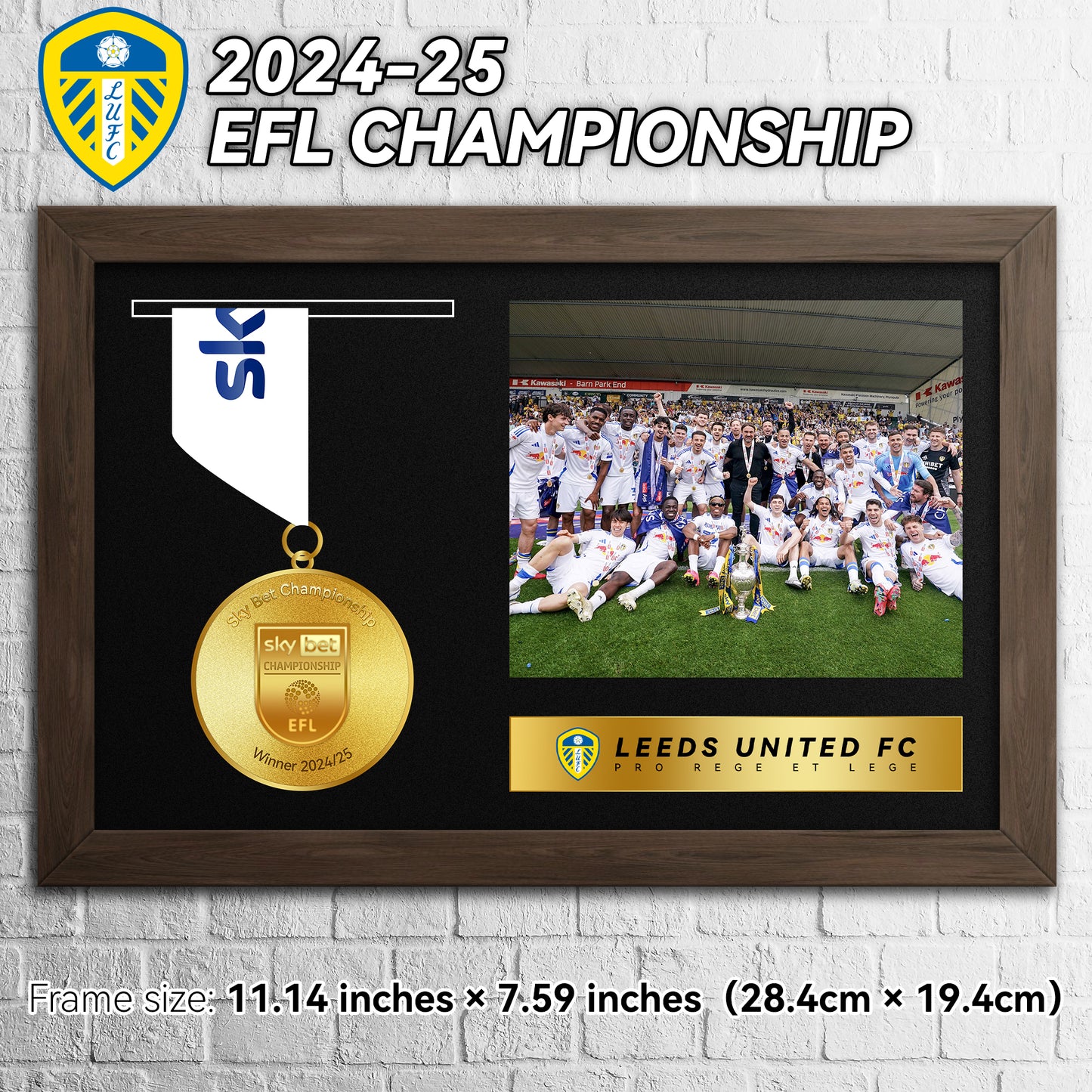 2024-25 EFL Leeds United FC Championship Football Medal Frame