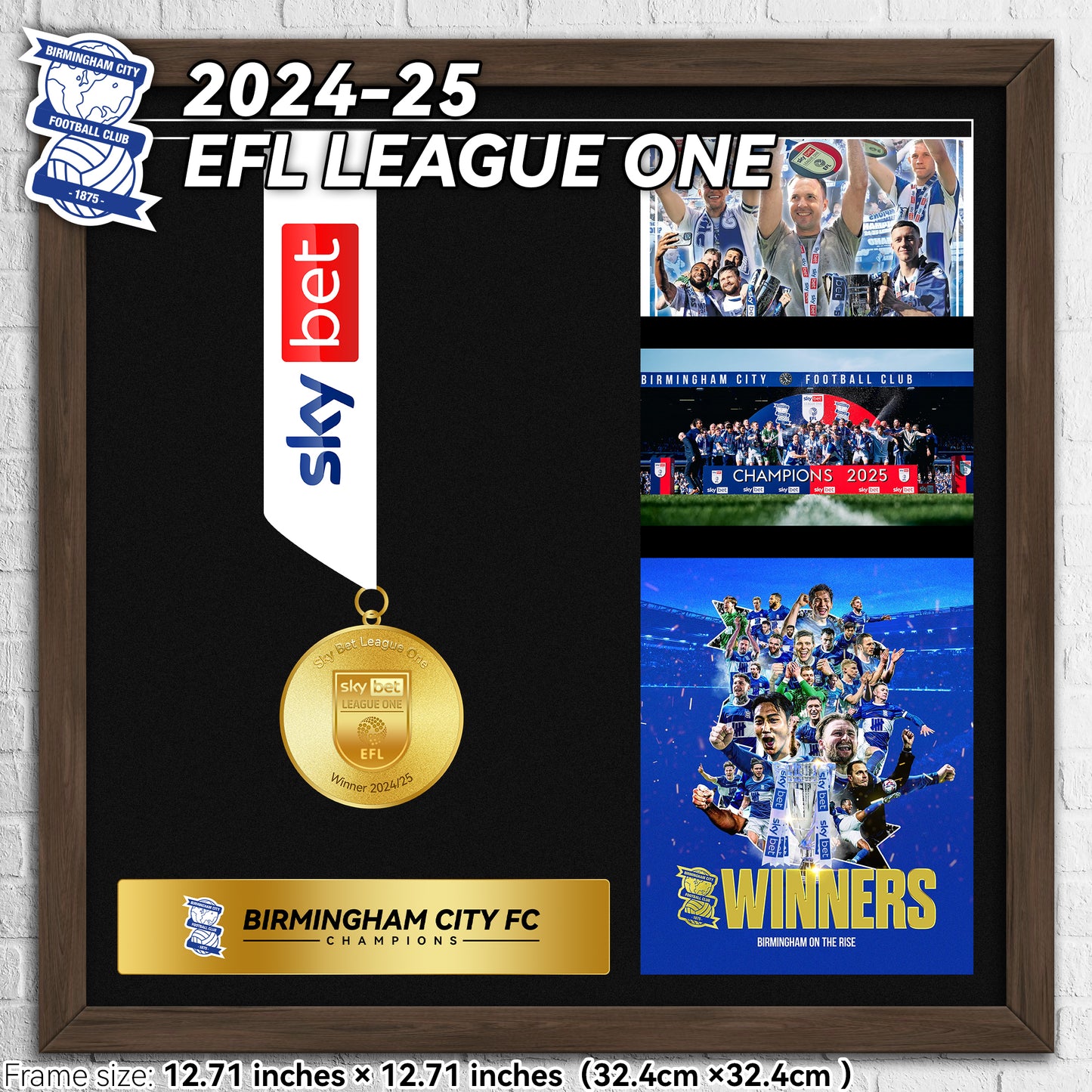 2024-25 EFL League One Birmingham City Football Medal Frame