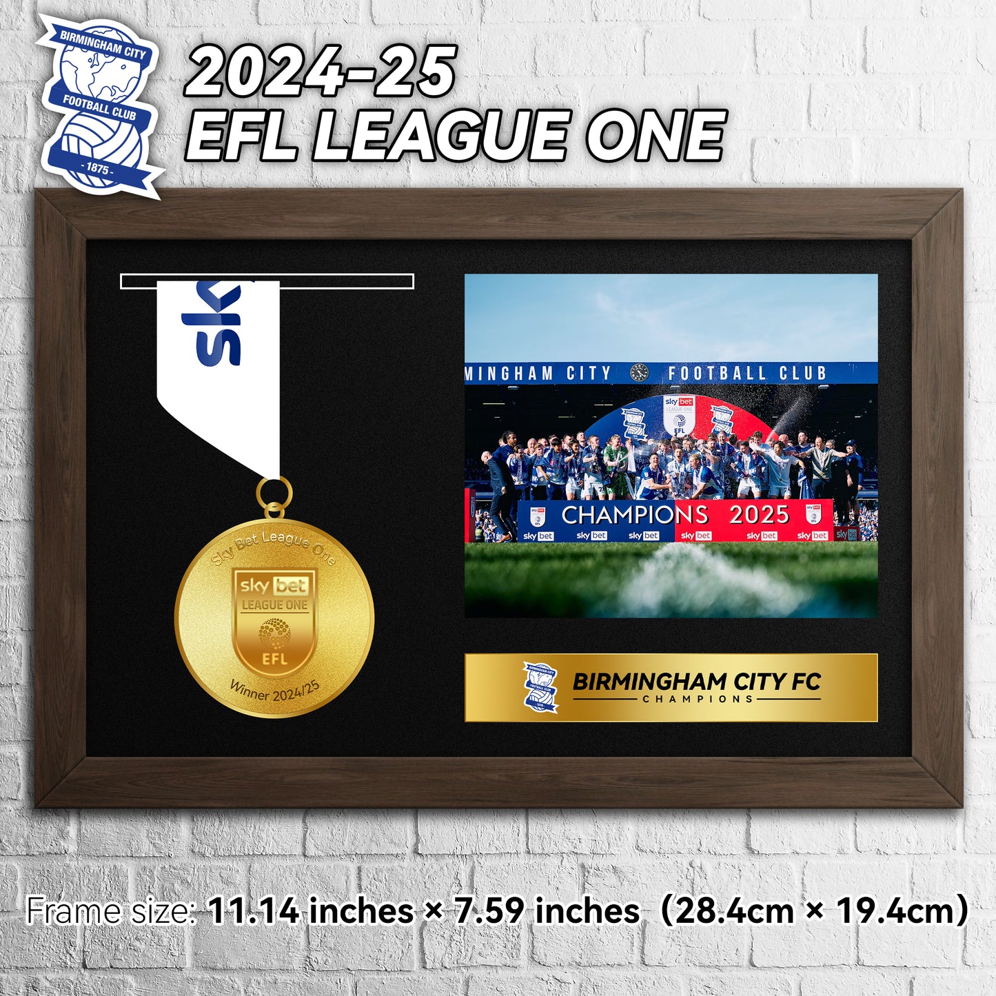 2024-25 EFL League One Birmingham City Football Medal Frame