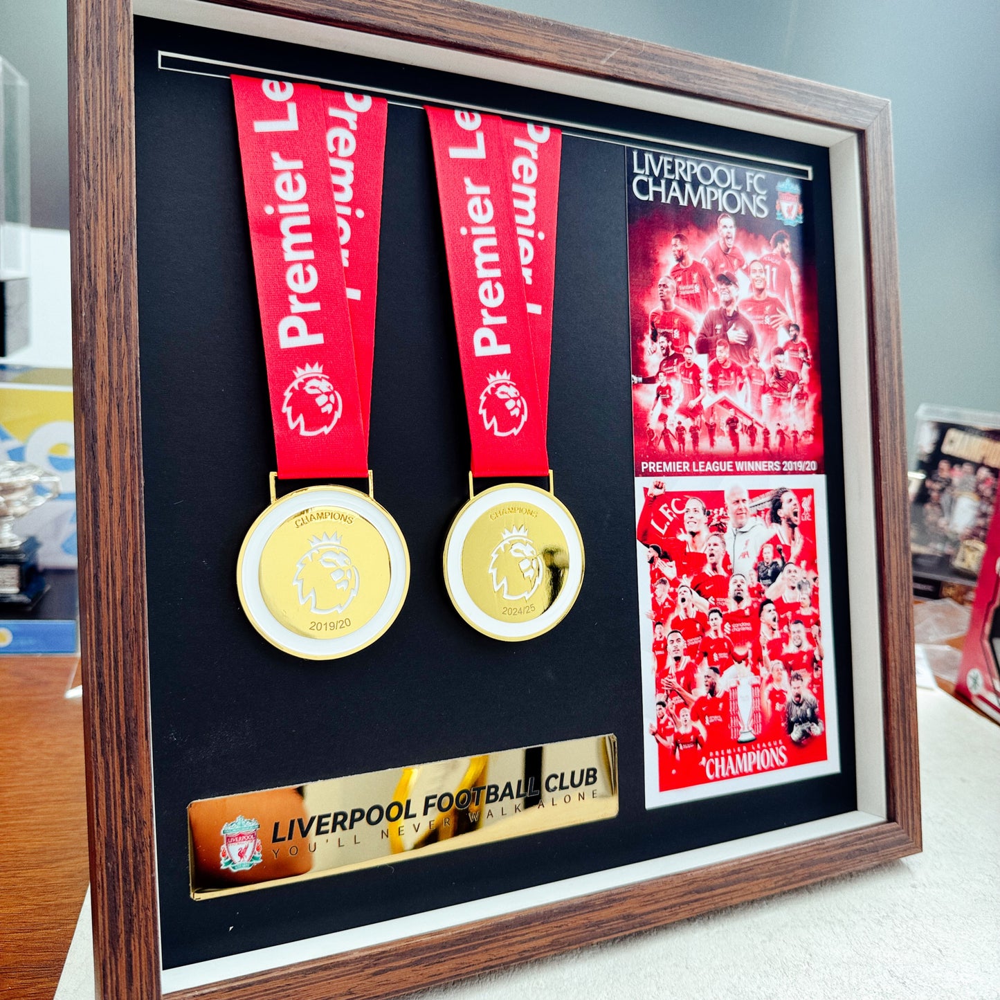 Liverpool Premier League Championship Football Medal Frame