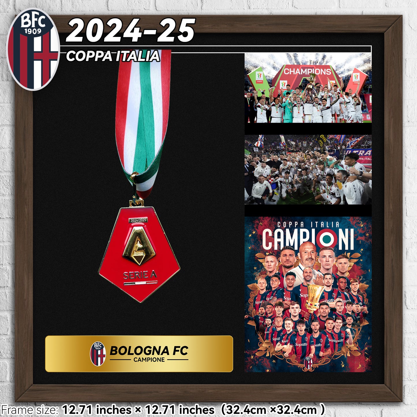 2024-25 Coppa Italia Bologna FC 1909 Football Medal Frame