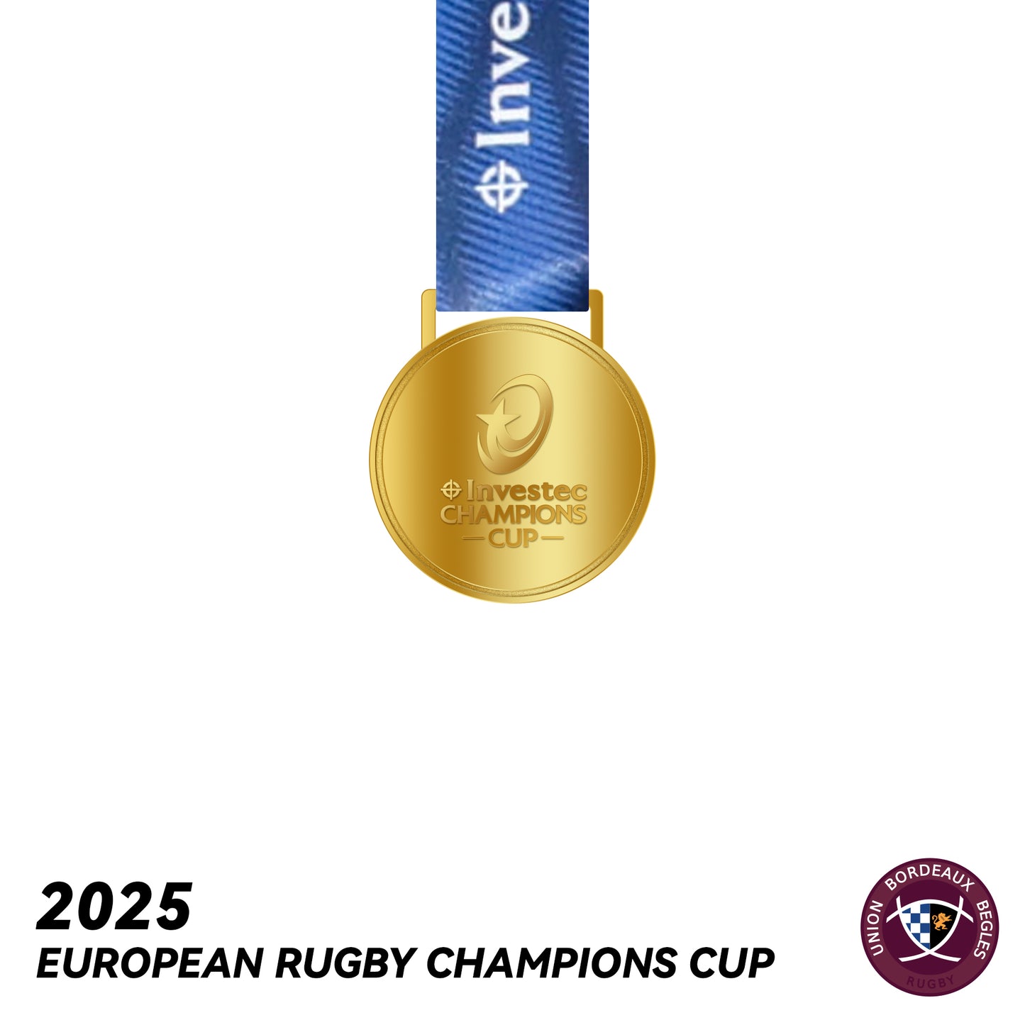 2025 Union Bordeaux Bègles European Rugby Champions Medals Frame