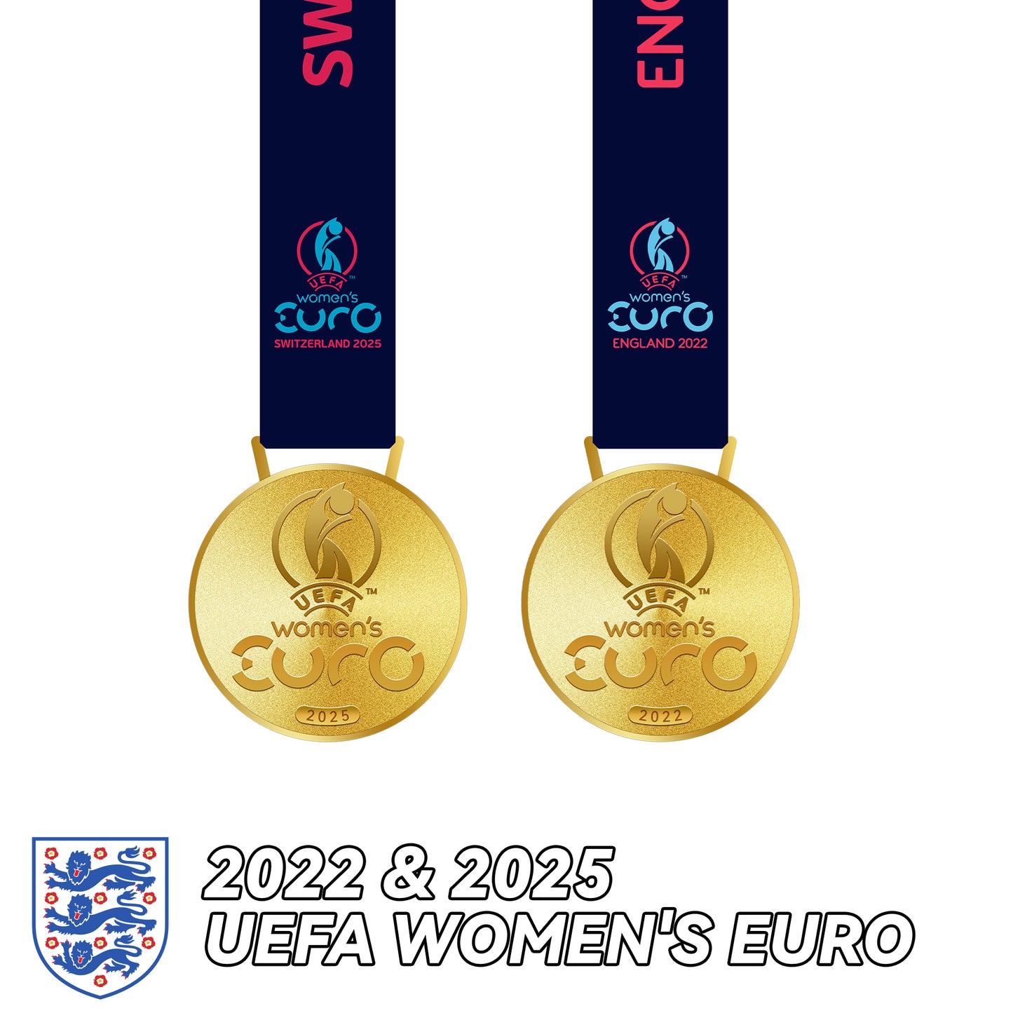 2022 & 2025 UEFA Women's Euro England Football Medal Frame