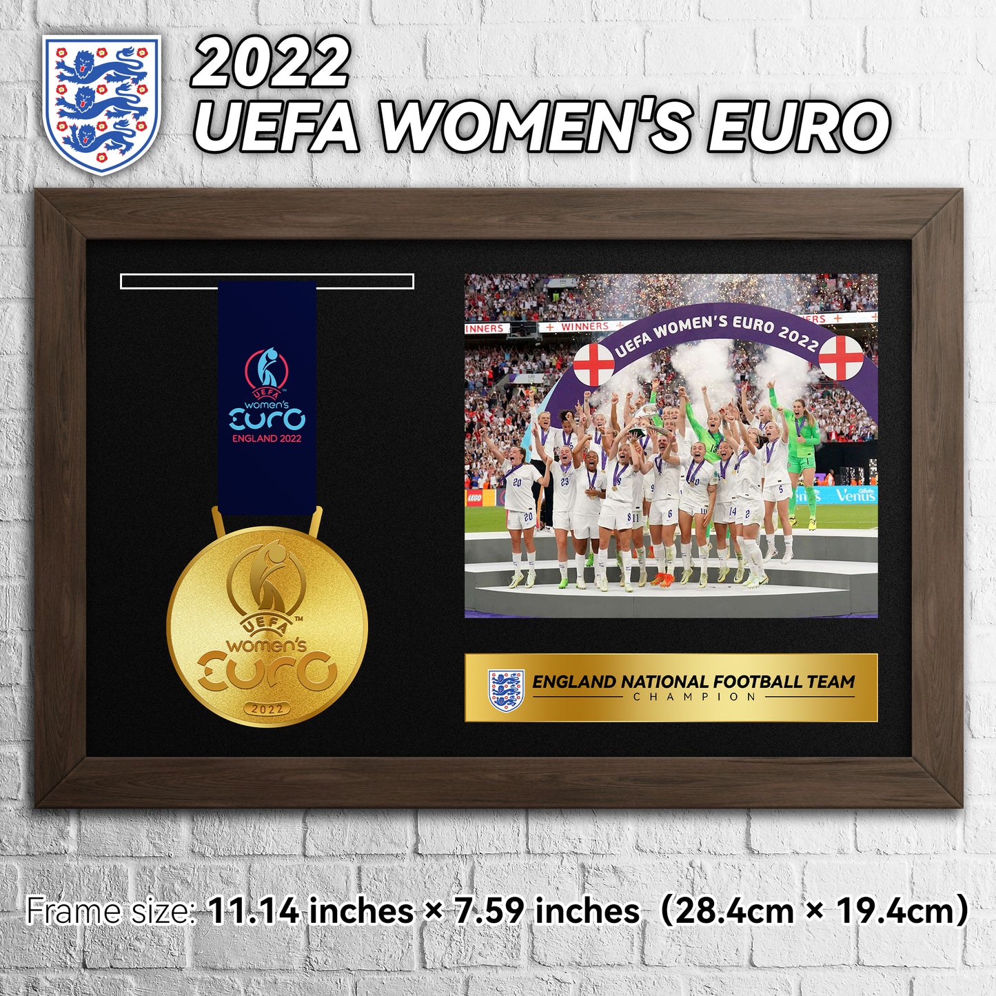 2022 & 2025 UEFA Women's Euro England Football Medal Frame