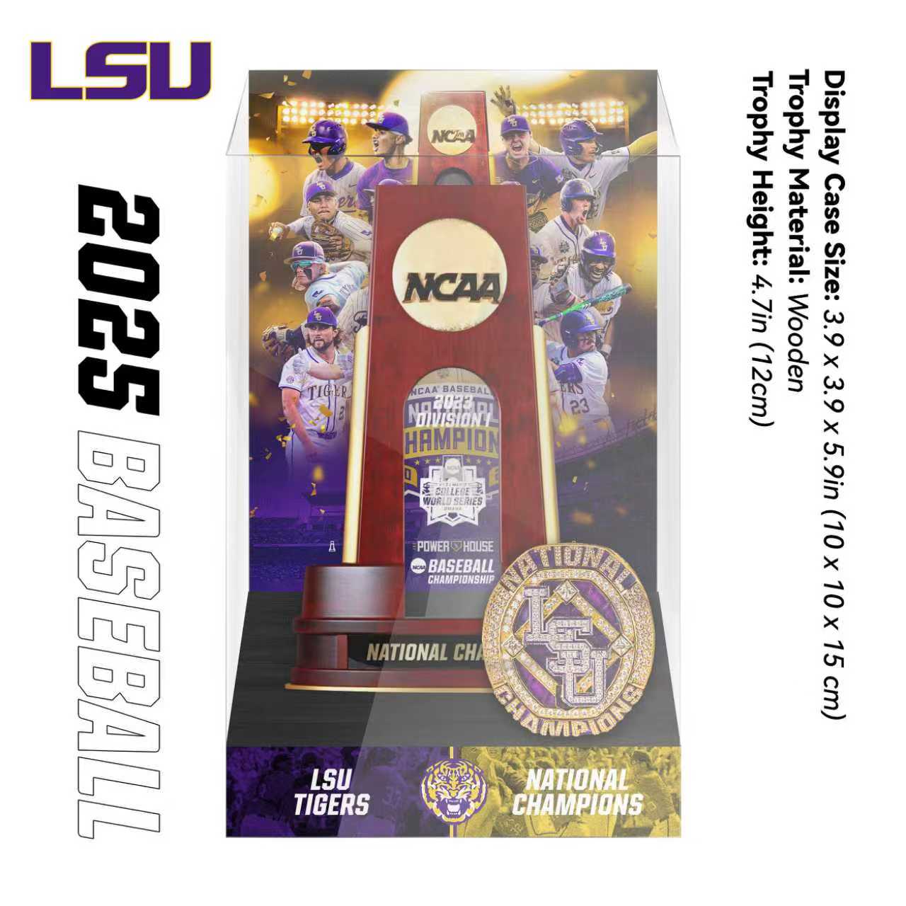 2025 NCAA Division I Baseball National Championship Trophy Display Case