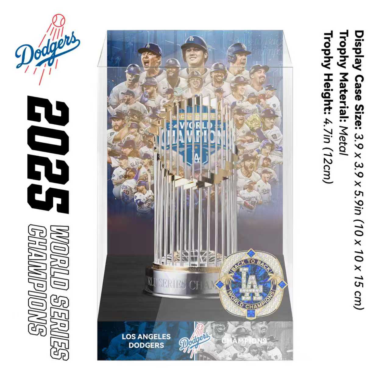 2025 Los Angeles Dodgers MLB World Series Championship Trophy Display Case