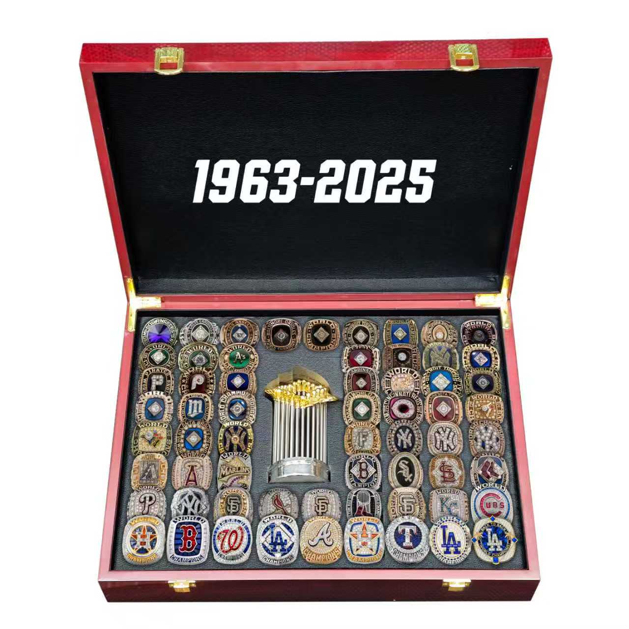 World Series Championship MLB 62 Rings And Trophy Gift Box (1962-2025 years)