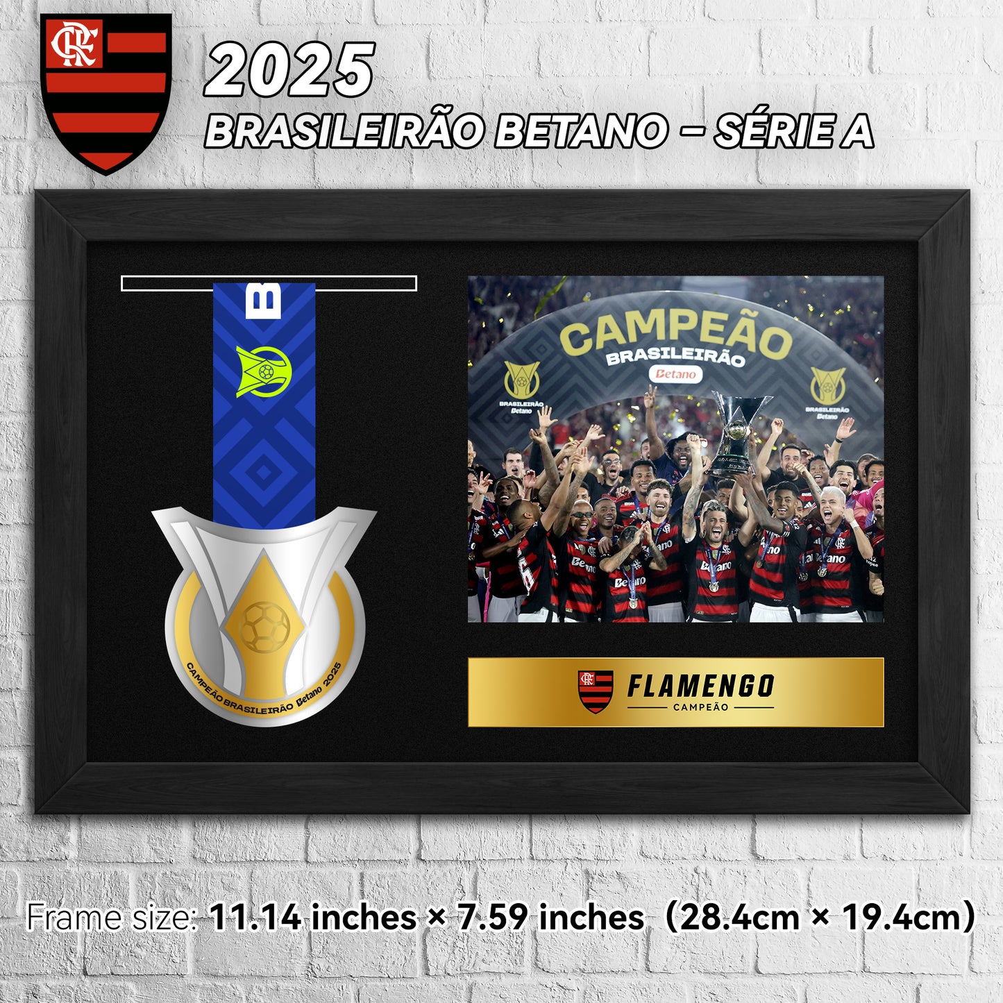 2025 Flamengo Brazilian Championship Series A Football Medal Frame