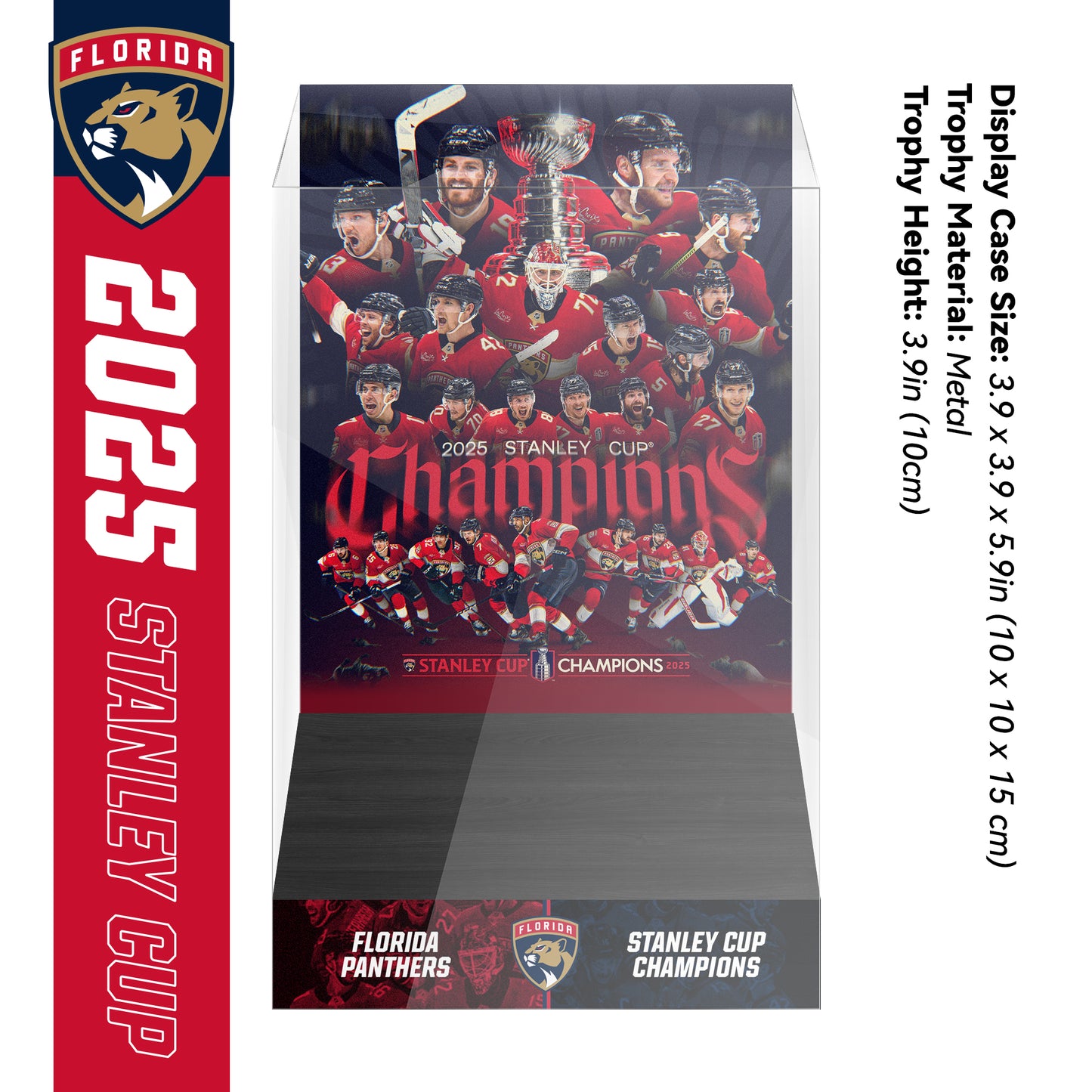 2025 Florida Panthers Stanley Cup Final Championship Trophy and Ring Display Case