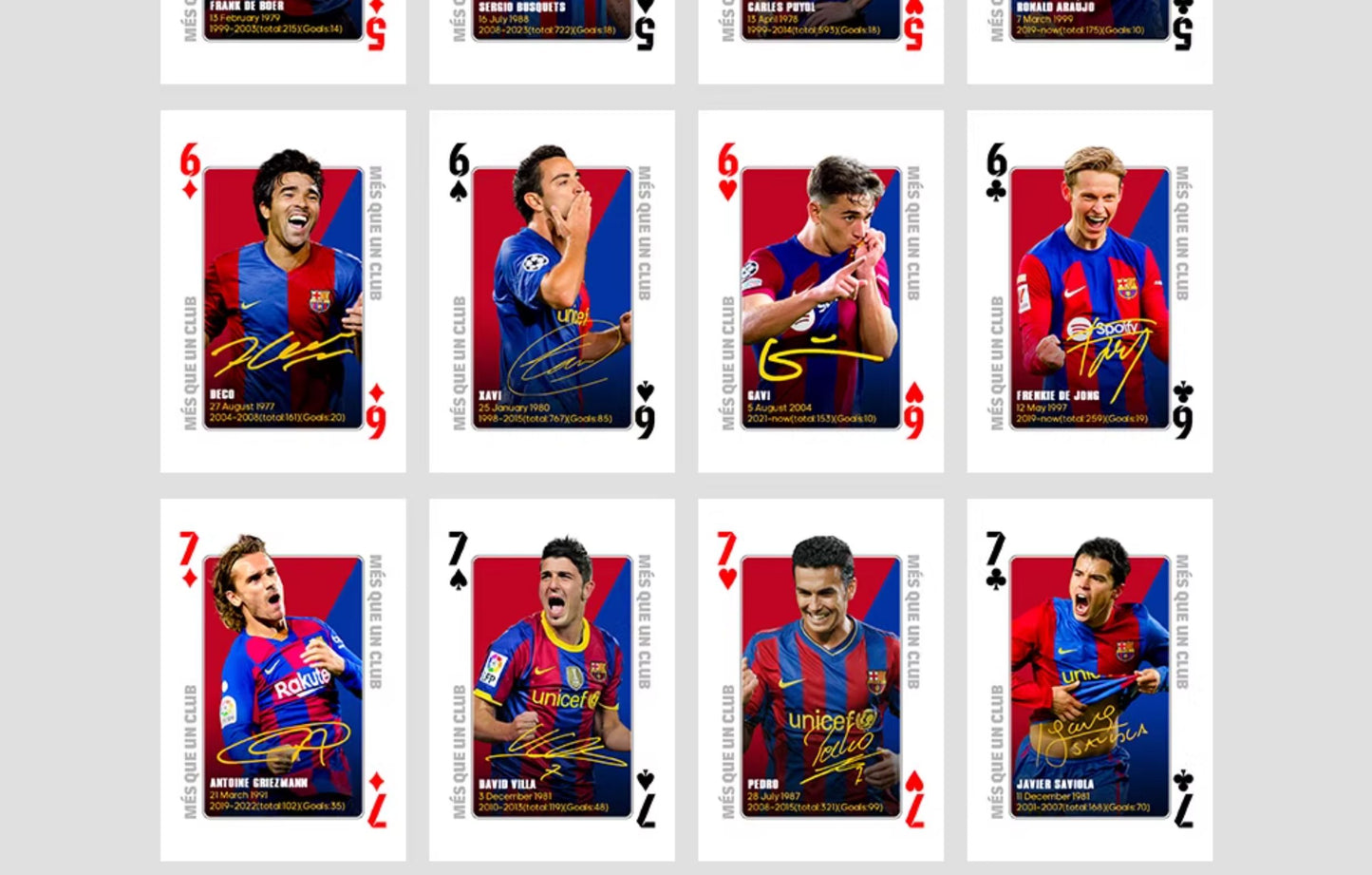 Barcelona Legends Commemorative Poker Cards Collection Cards