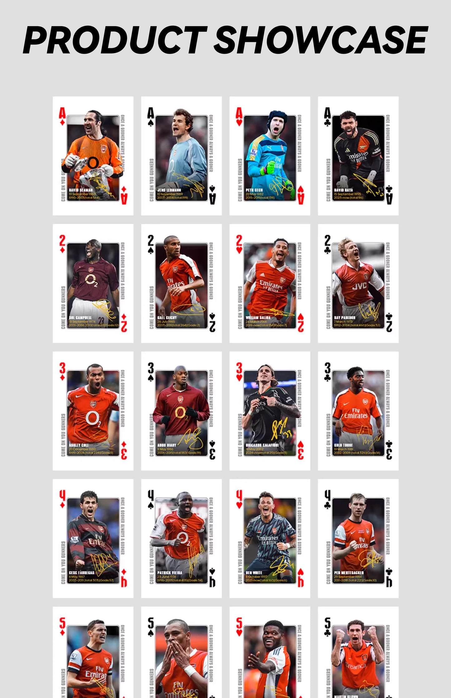 Arsenal Legends Commemorative Collection Poker Cards Collectible Cards