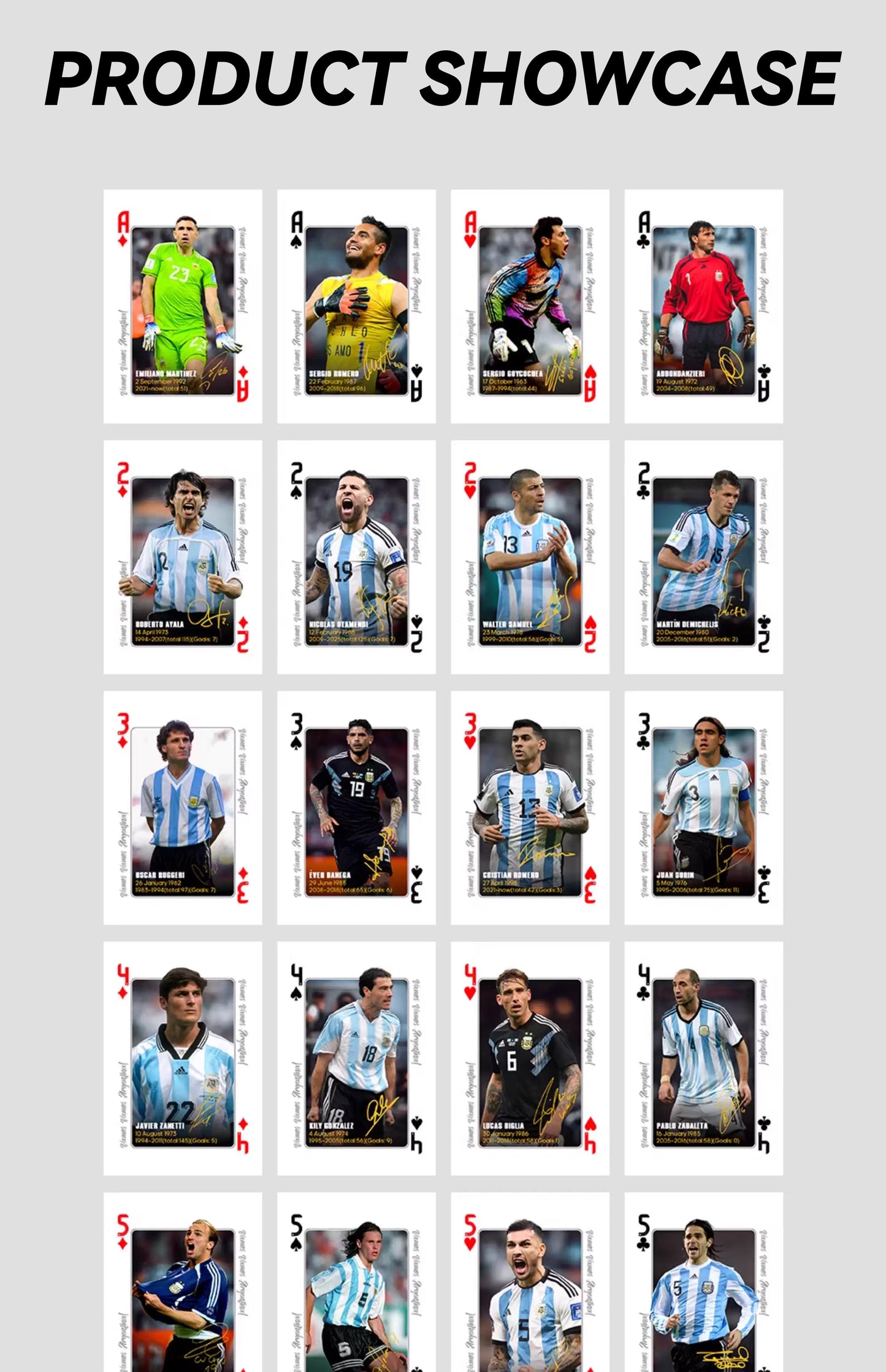 Collectible Cards of Argentina's Historical Legends Commemorative Premium Playing Cards