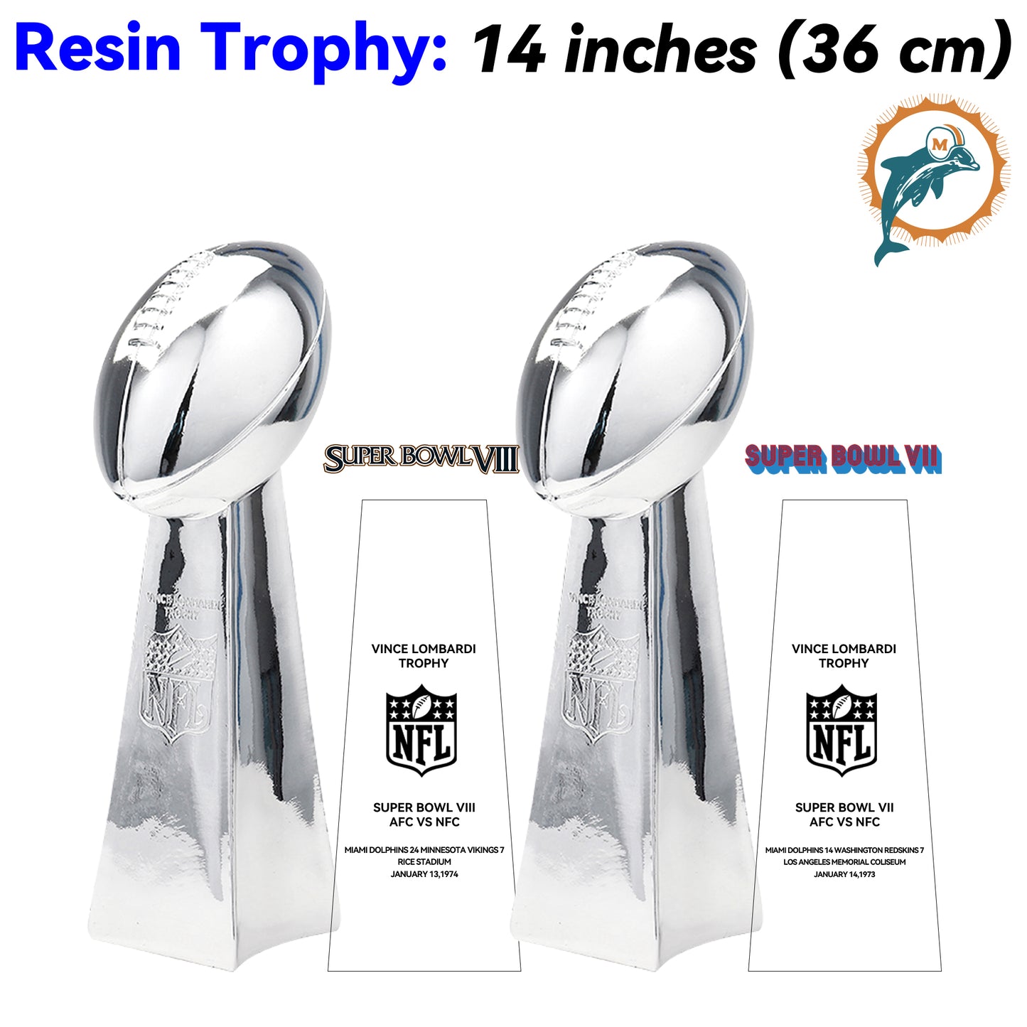 Miami Dolphins 2 Super Bowl trophies