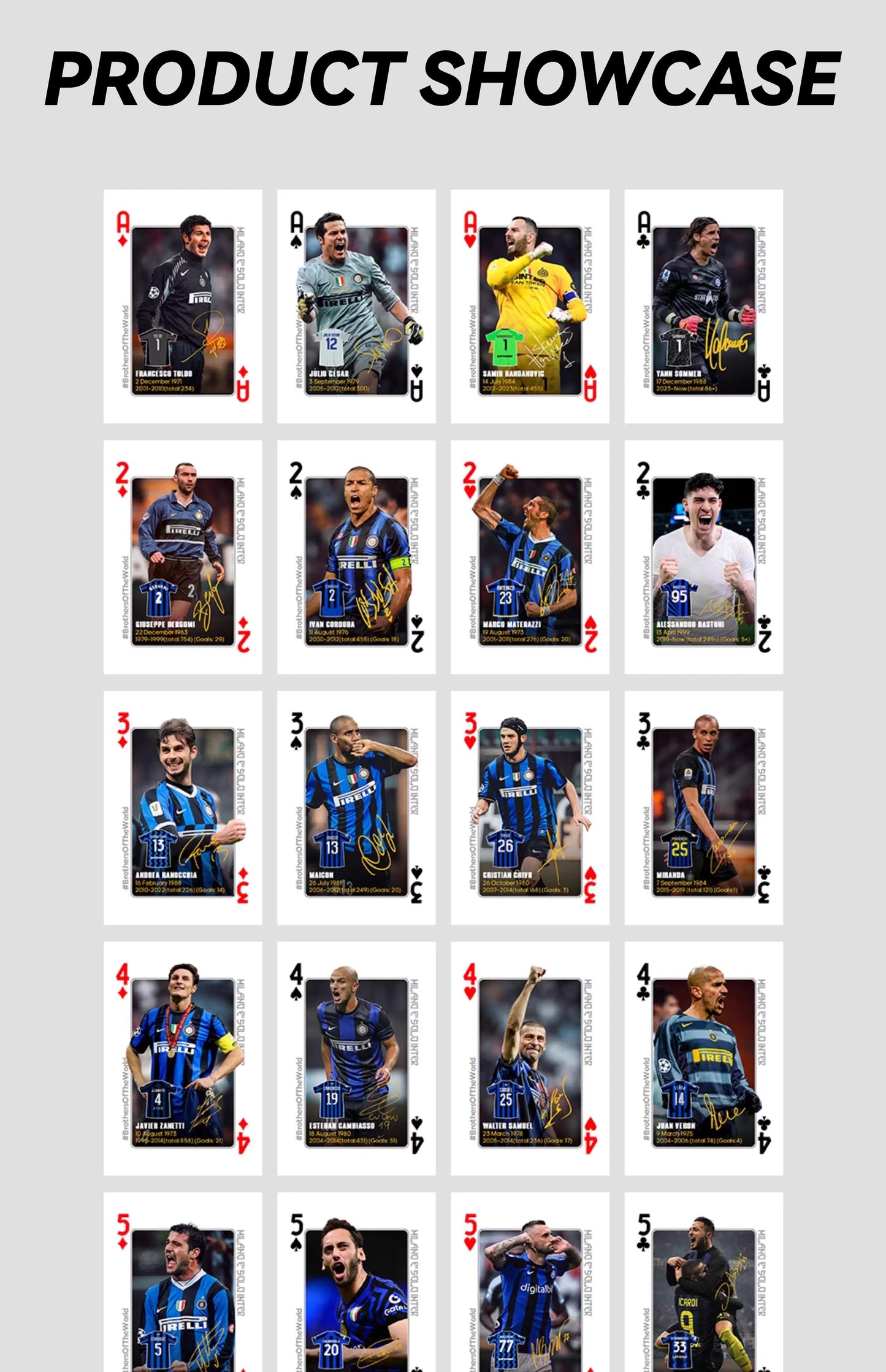 Inter Milan Historical Commemorative Collection Poker Cards