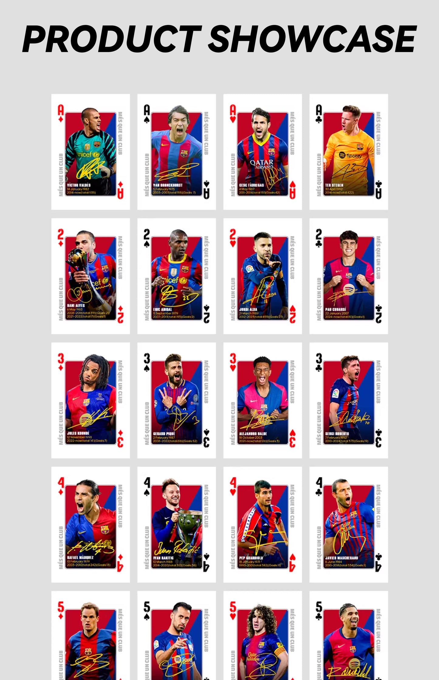 Barcelona Legends Commemorative Poker Cards Collection Cards