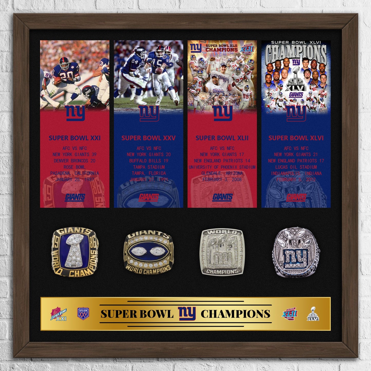 New York Giants NFL Super Bowl Championship Ring Pendant Frame