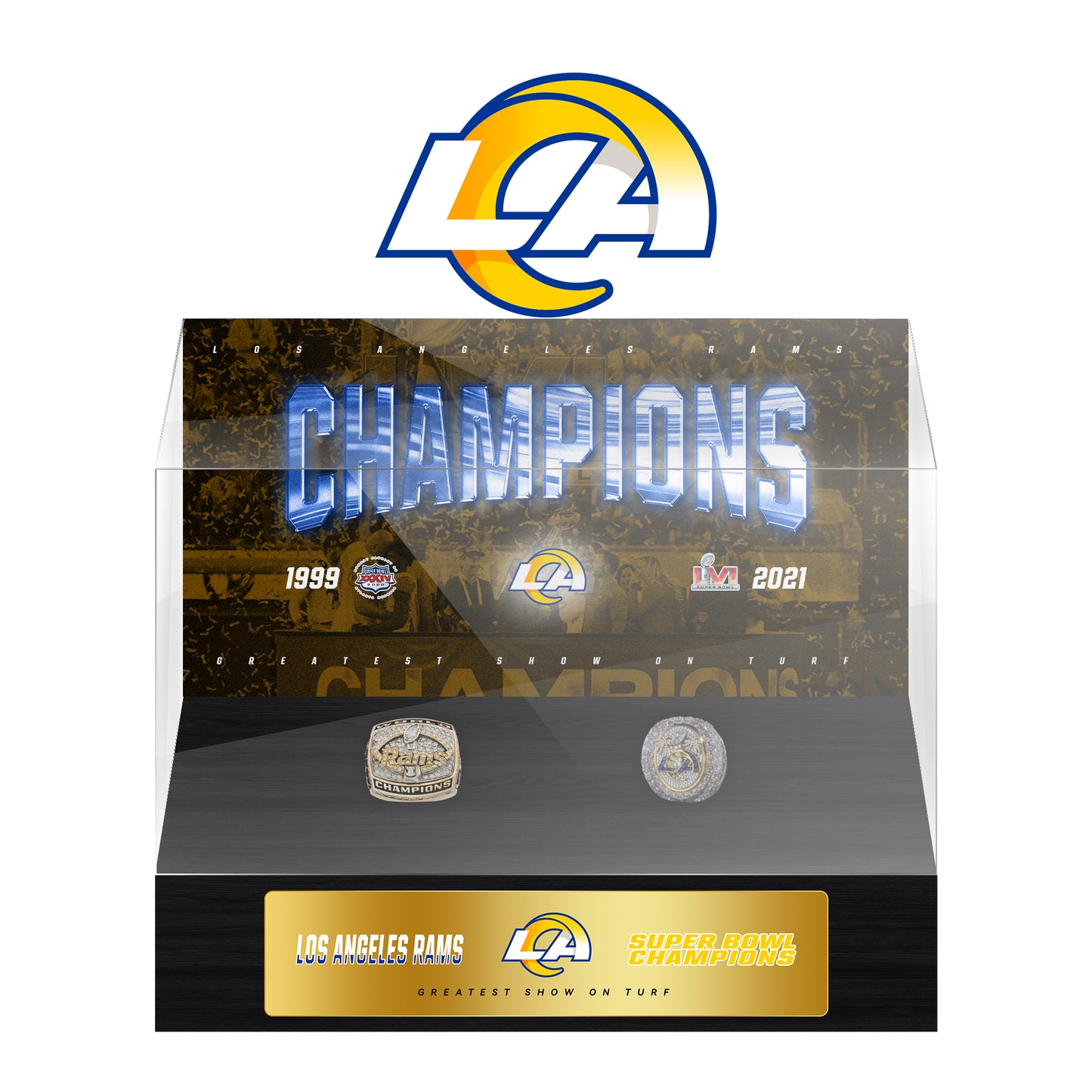 Los Angeles Rams Super Bowl Championship Trophy Ring Display Case