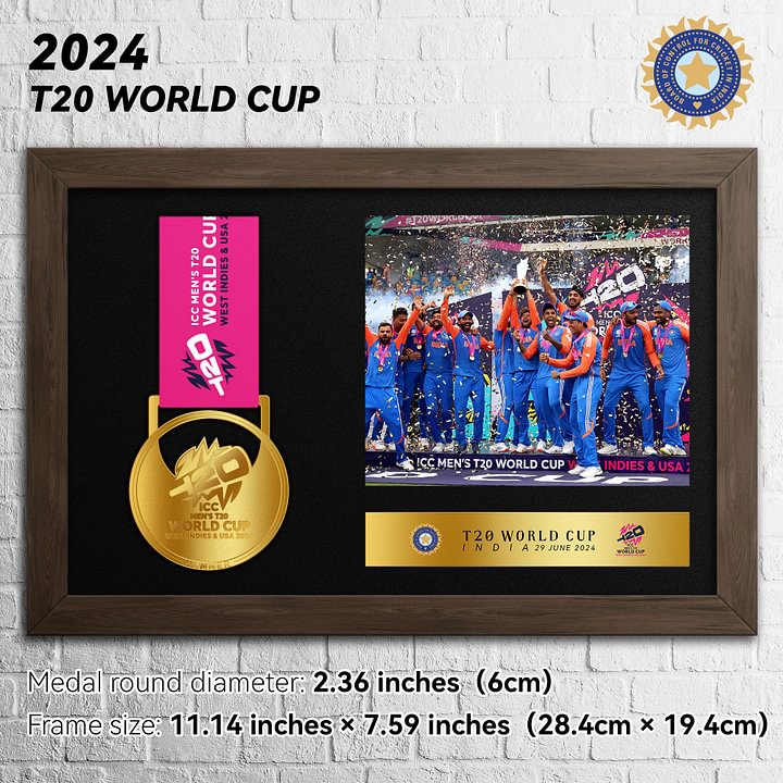 2024 India T20 WORLD CUP Medal Frame Collection(Medal Included)