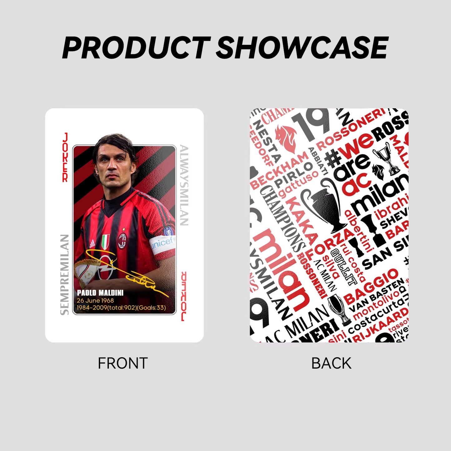 AC Milan Legend Commemorative Collection Poker Cards Collectible Cards