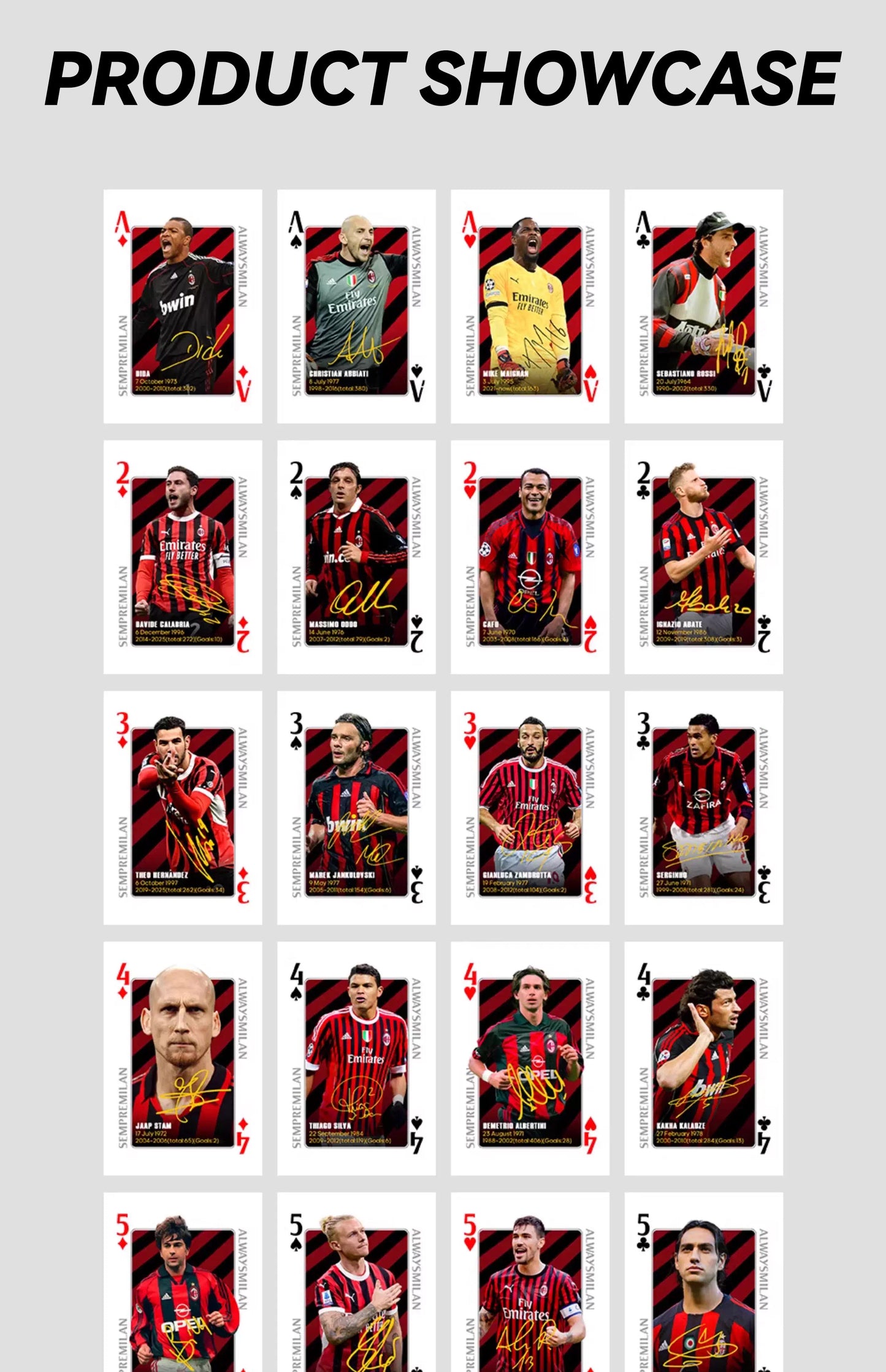 AC Milan Legend Commemorative Collection Poker Cards Collectible Cards