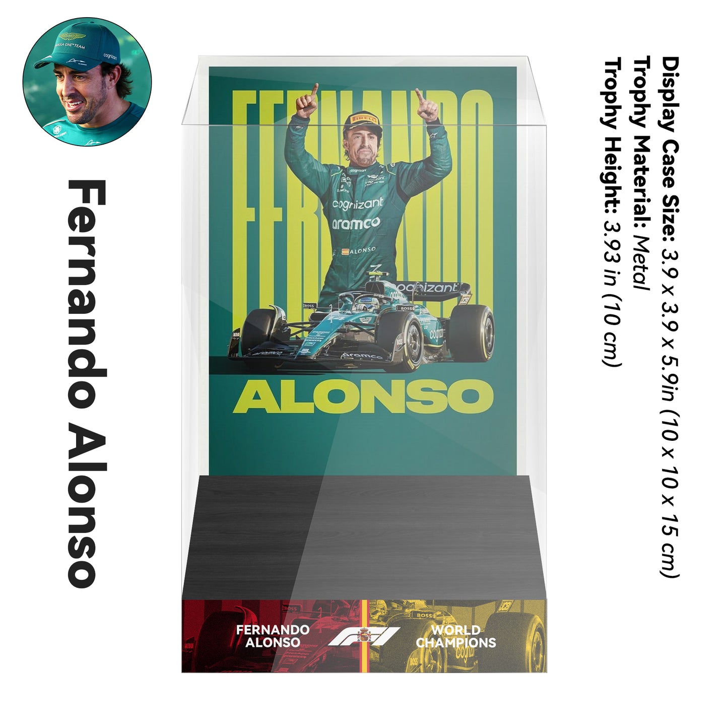 Fernando Alonso Formula One World Drivers' Champions Trophy Display Case