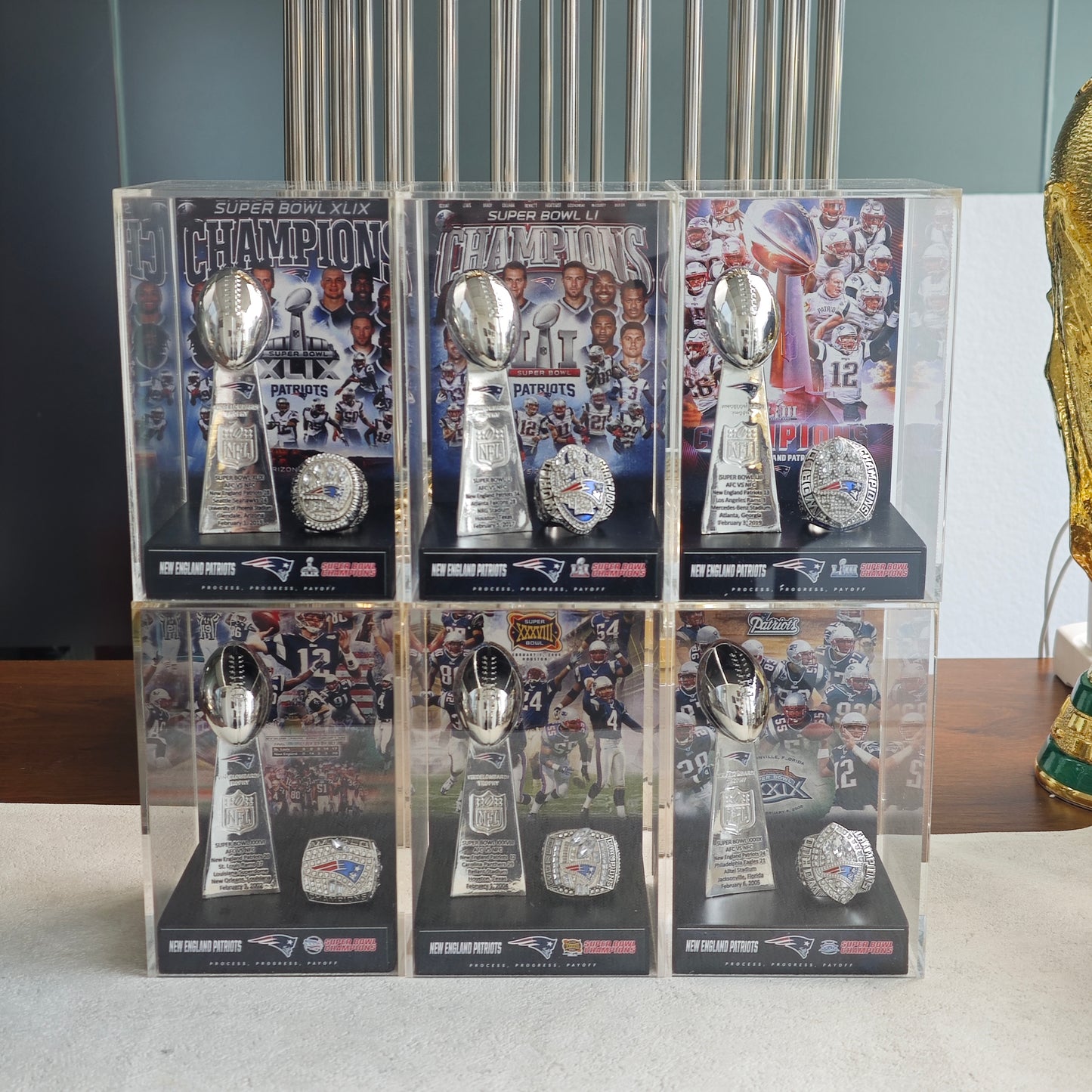 2019 New England Patriots Super Bowl LIII Championship Trophy Display Case