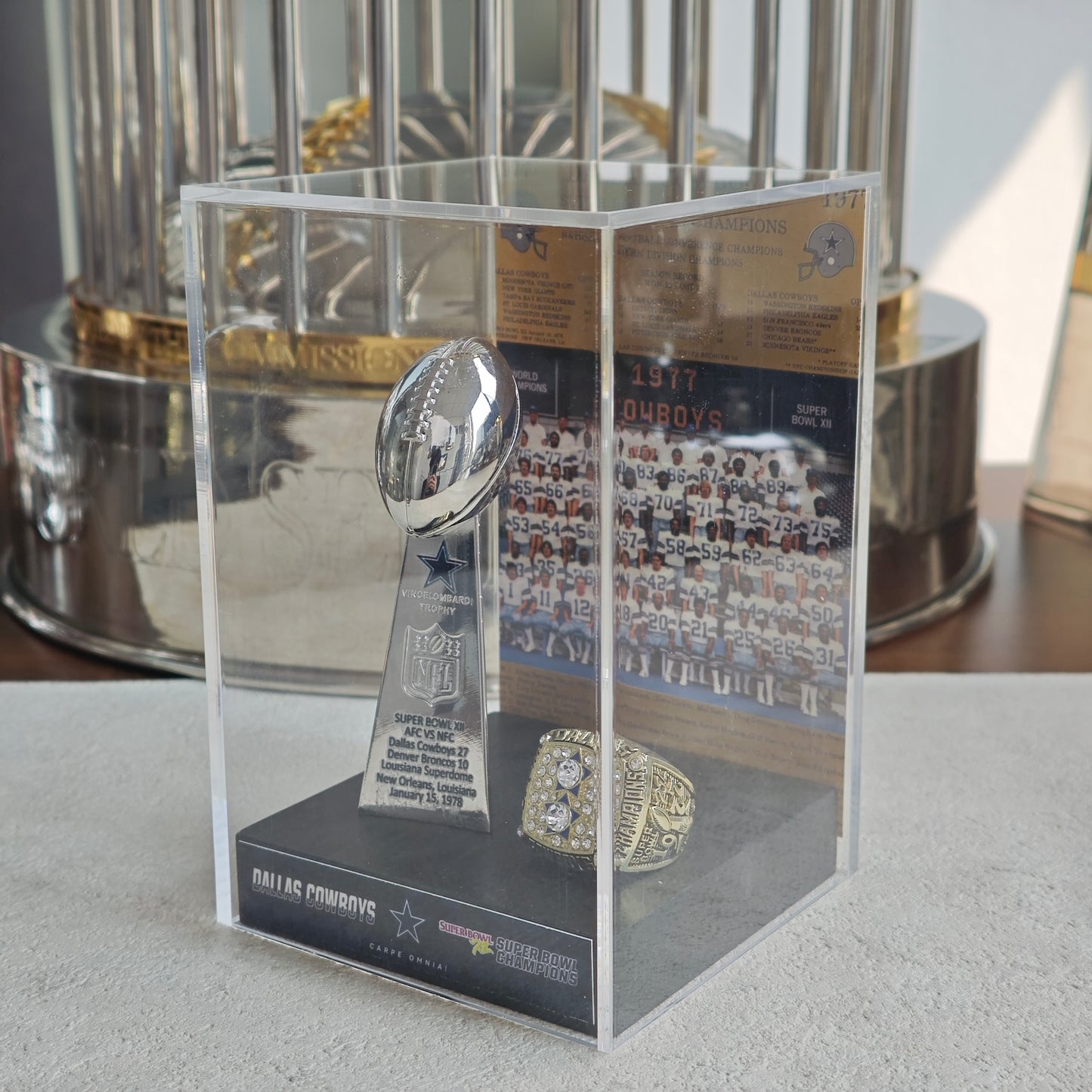 1978 Dallas Cowboys Super Bowl XII Championship Trophy Display Case