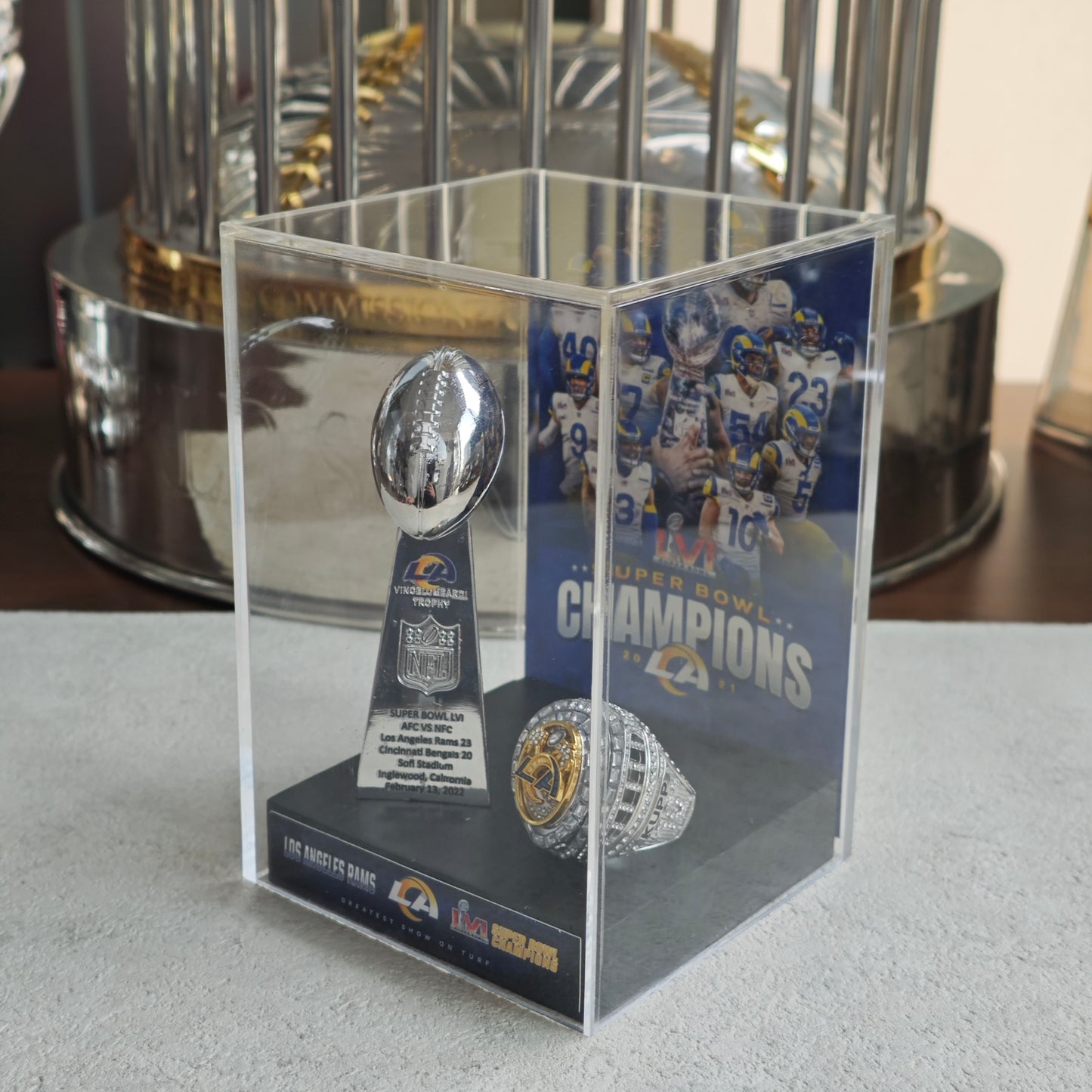 2022 Los Angles Rams Super Bowl LVI Championship Trophy Display Case