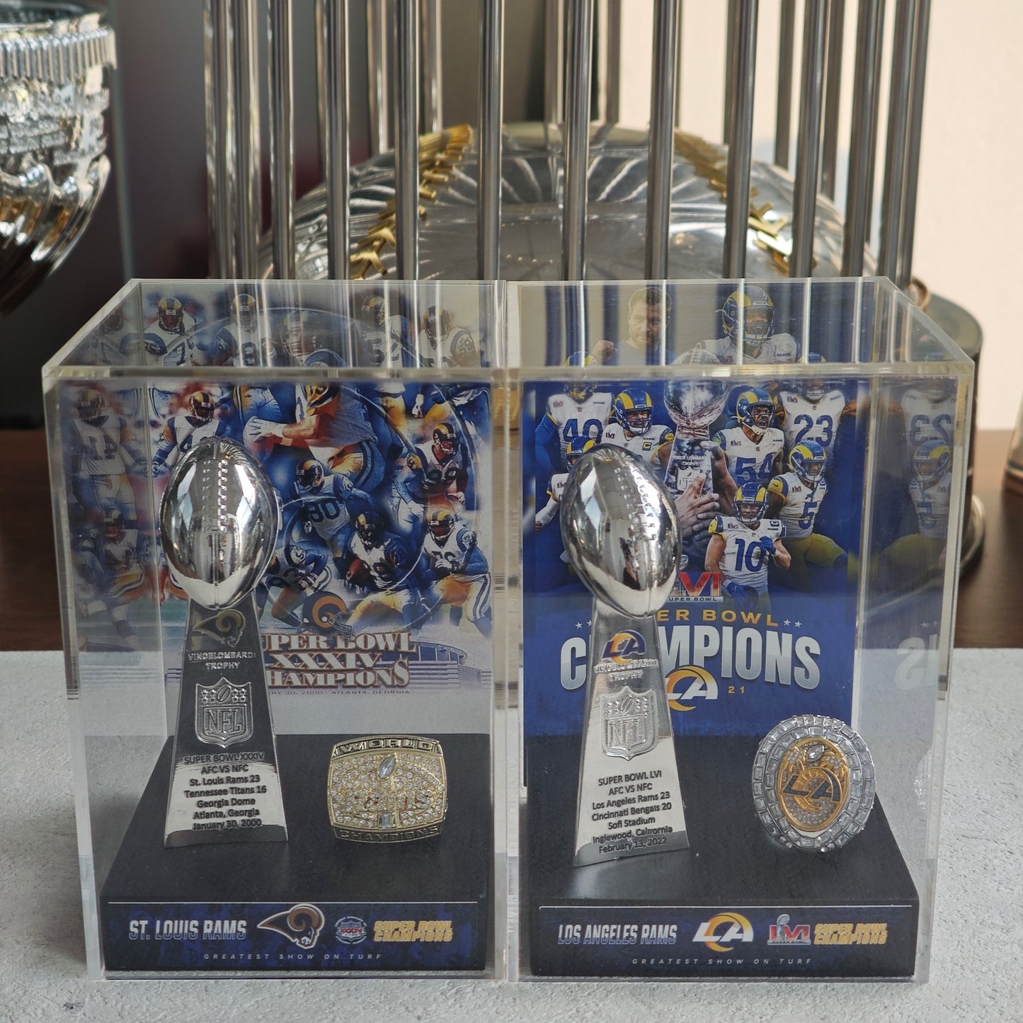 2022 Los Angles Rams Super Bowl LVI Championship Trophy Display Case